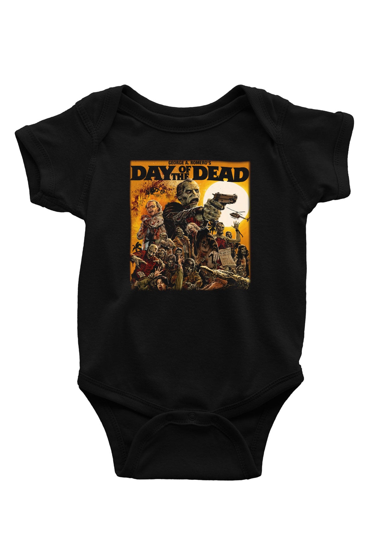 Day of the Dead Baskılı Siyah Bebek Body - Zıbın