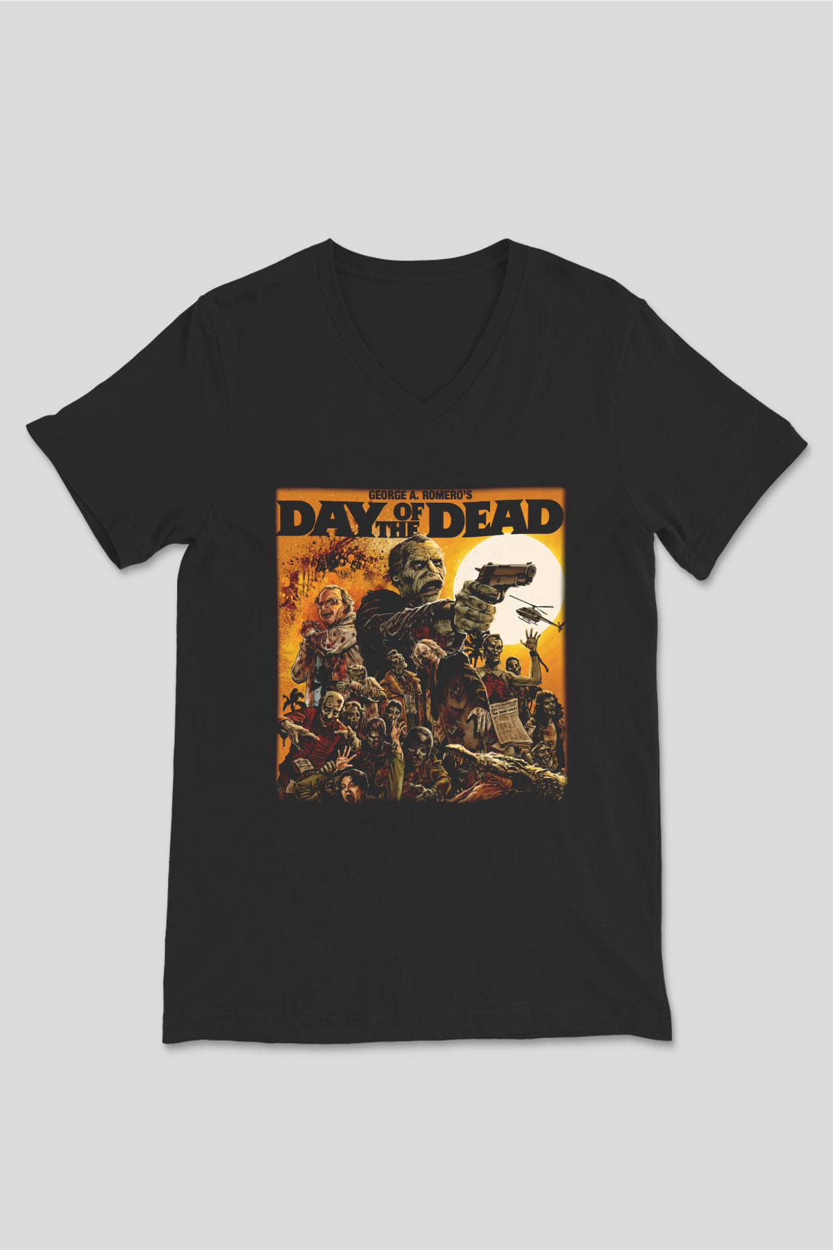 Day of the Dead Siyah Unisex V Yaka Tişört