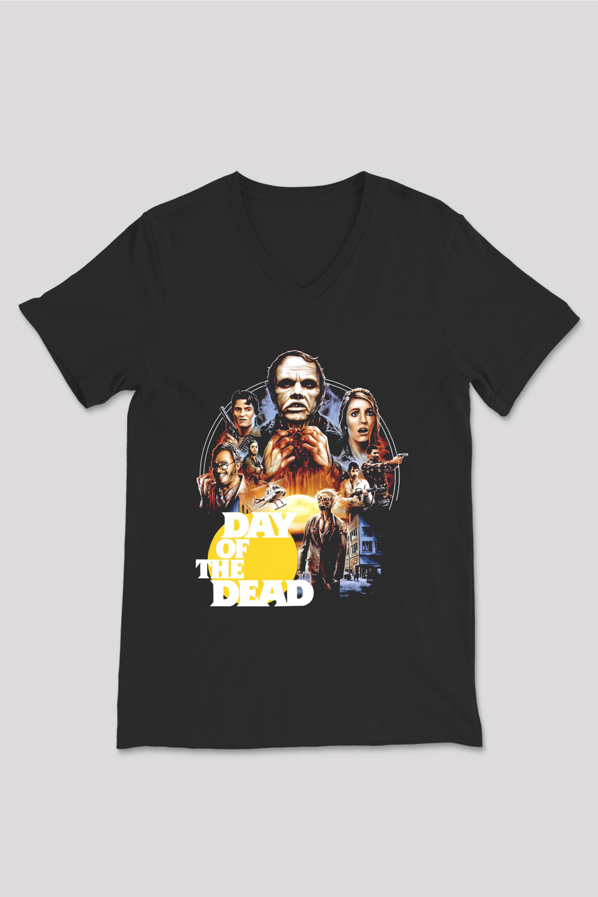 Day of the Dead Siyah Unisex  V Yaka Tişört