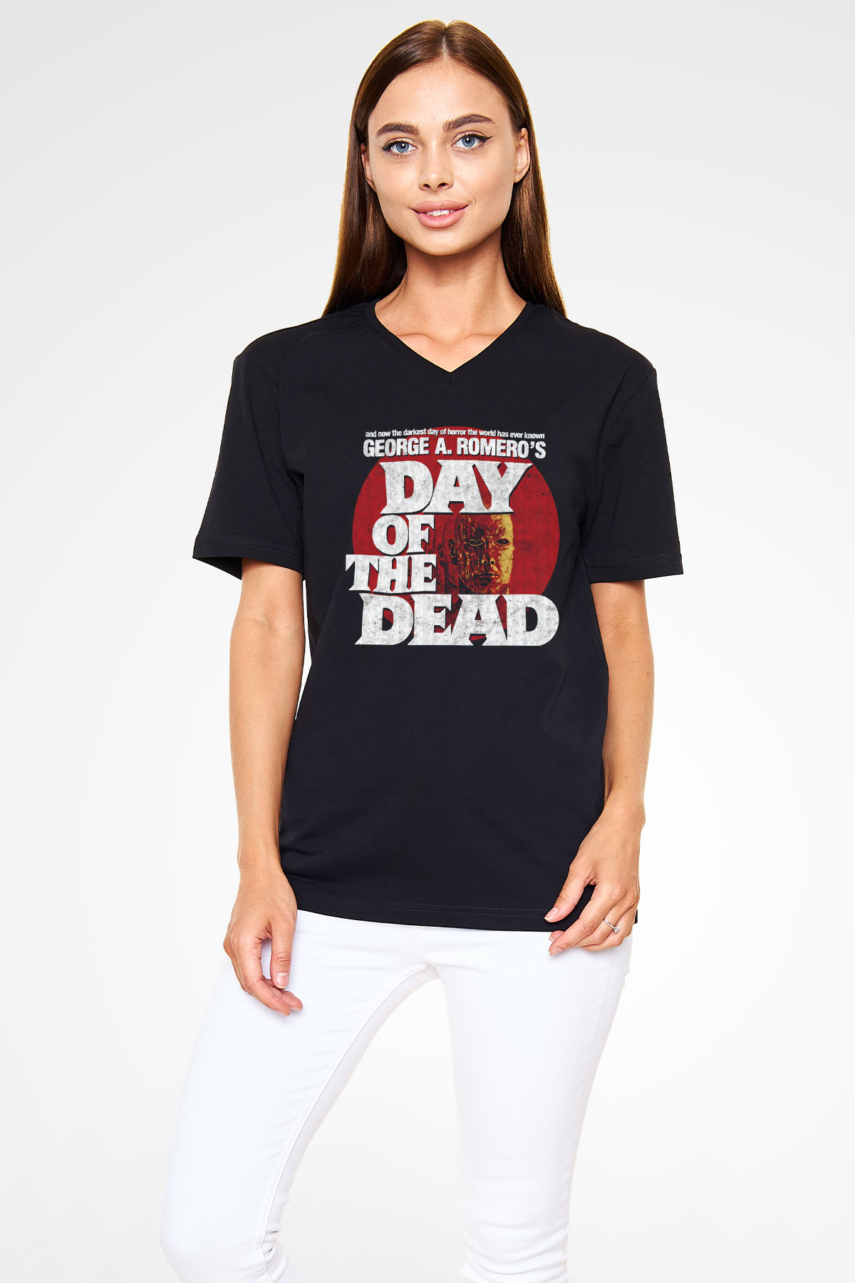Day of the Dead Siyah Unisex  V Yaka Tişört