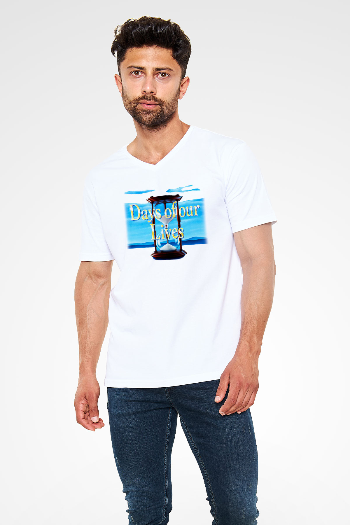 Days of Our Lives Beyaz Unisex V Yaka Tişört