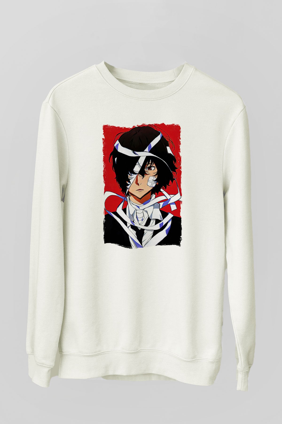Dazai Baskılı Beyaz Unisex Sweatshirt