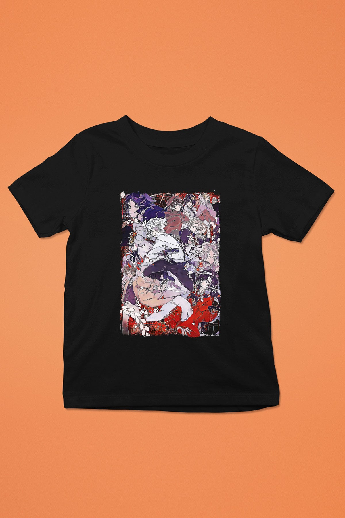 Dazai Baskılı Unisex Siyah Çocuk Tişört - Tshirt
