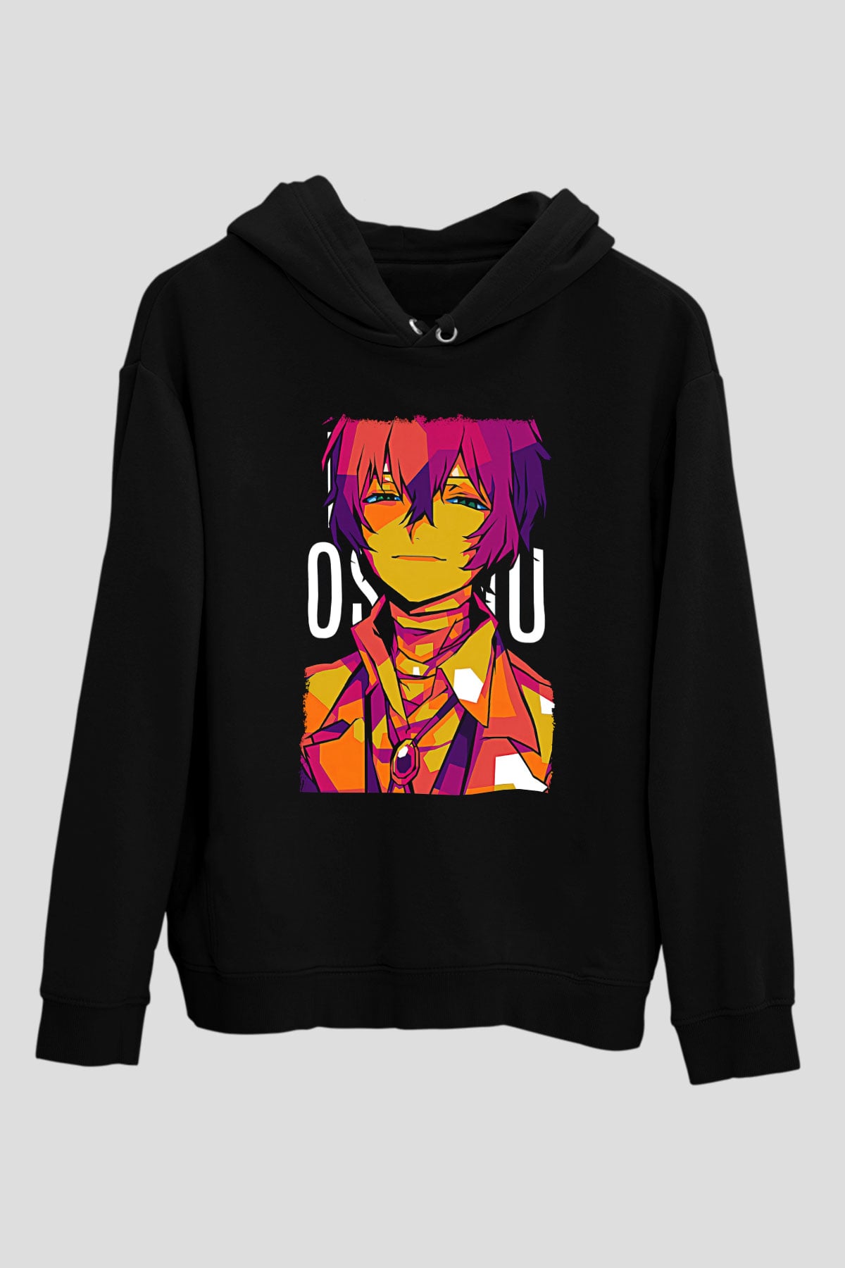 Dazai Baskılı Unisex Siyah Hoodie