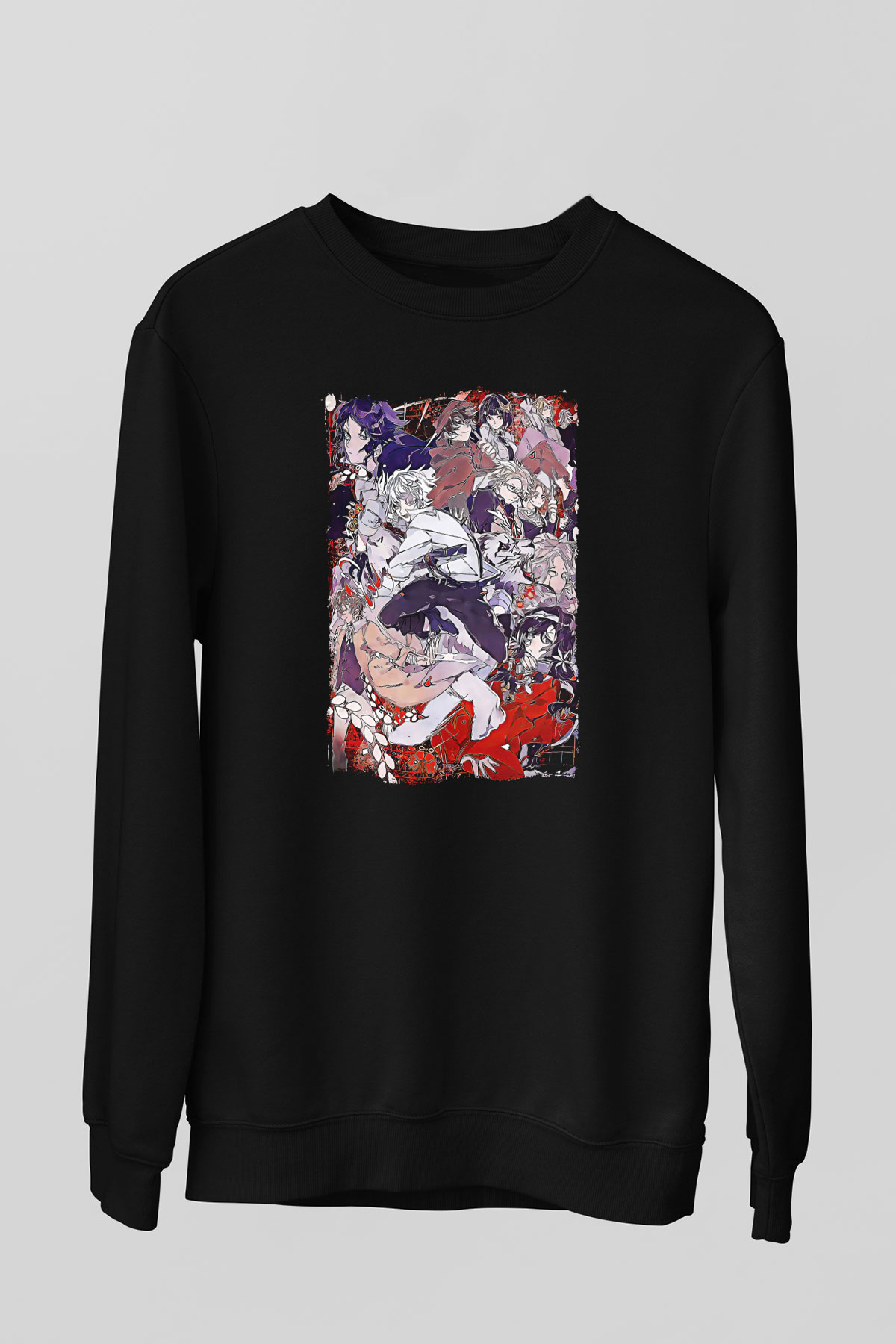 Dazai Baskılı Unisex Siyah Sweatshirt