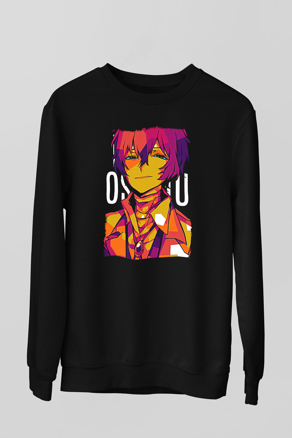 Dazai Baskılı Unisex Siyah Sweatshirt