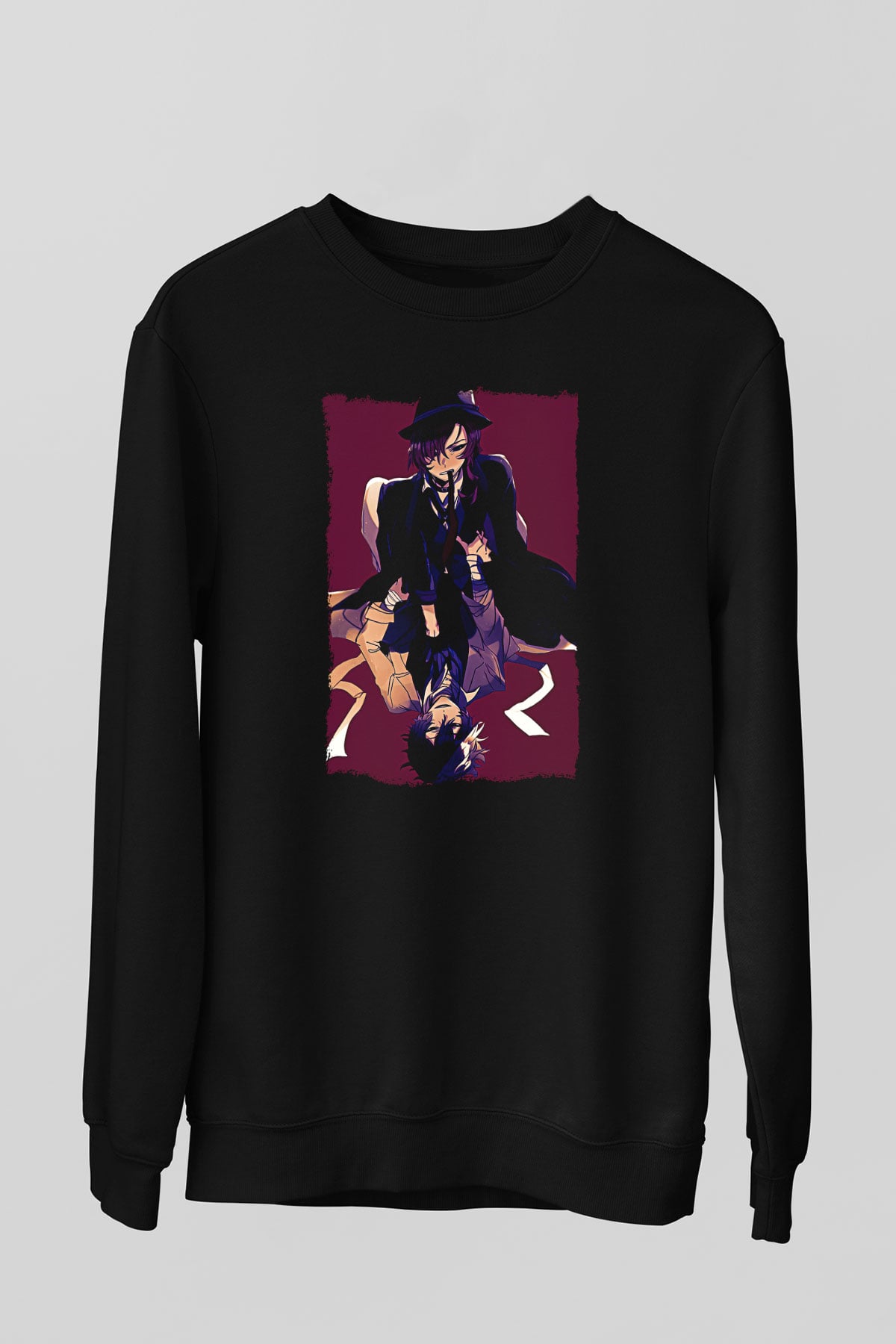 Dazai Baskılı Unisex Siyah Sweatshirt