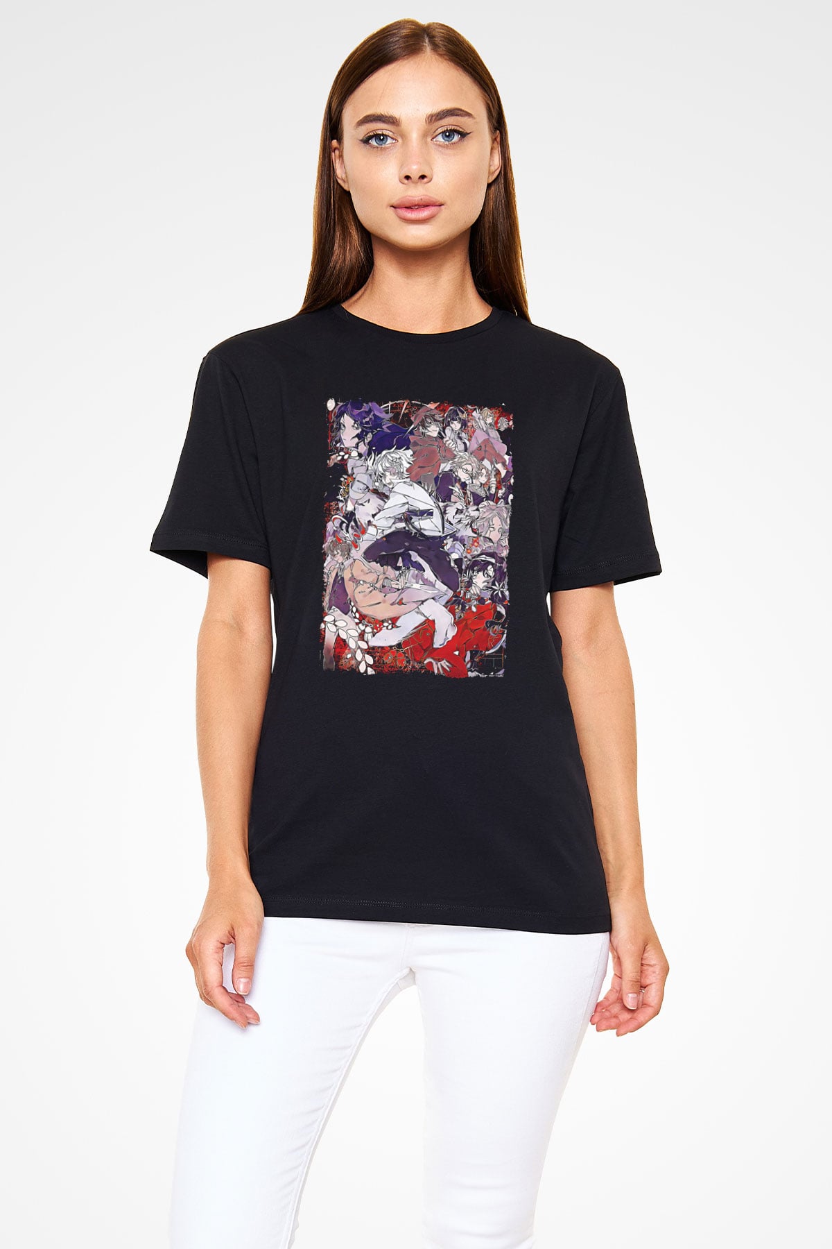 Dazai Baskılı Unisex Siyah Tişört - Tshirt