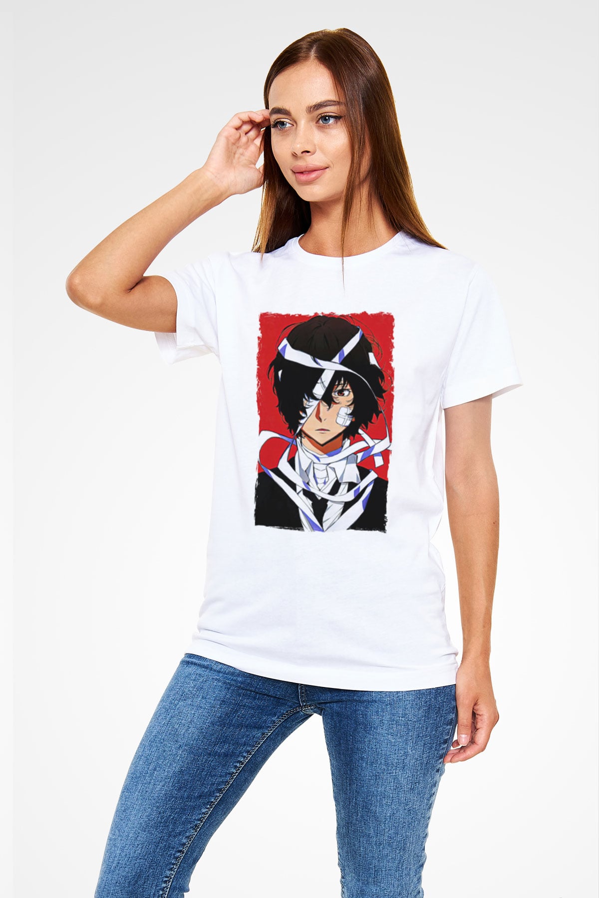 Dazai Unisex Baskılı Beyaz Tişört - Tshirt