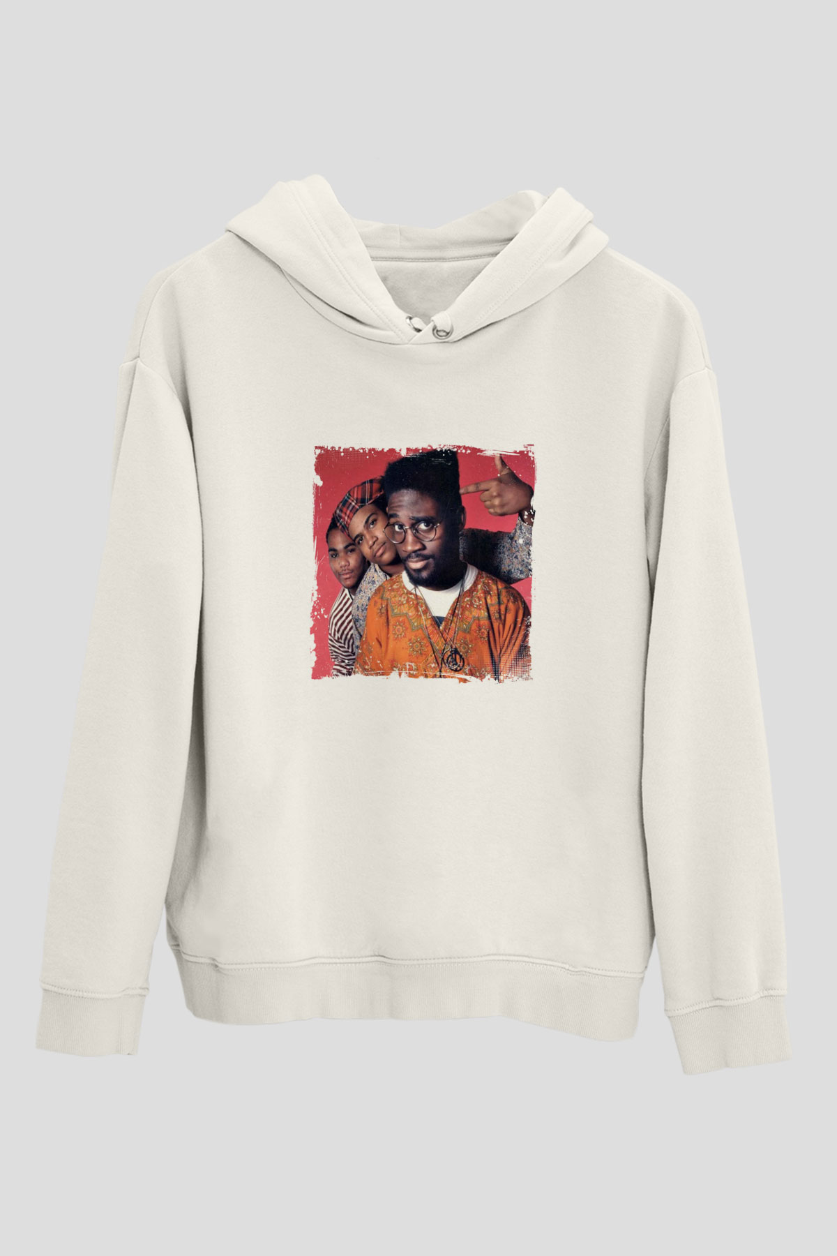 De La Soul Baskılı Unisex Beyaz Kapüşonlu Sweatshirt