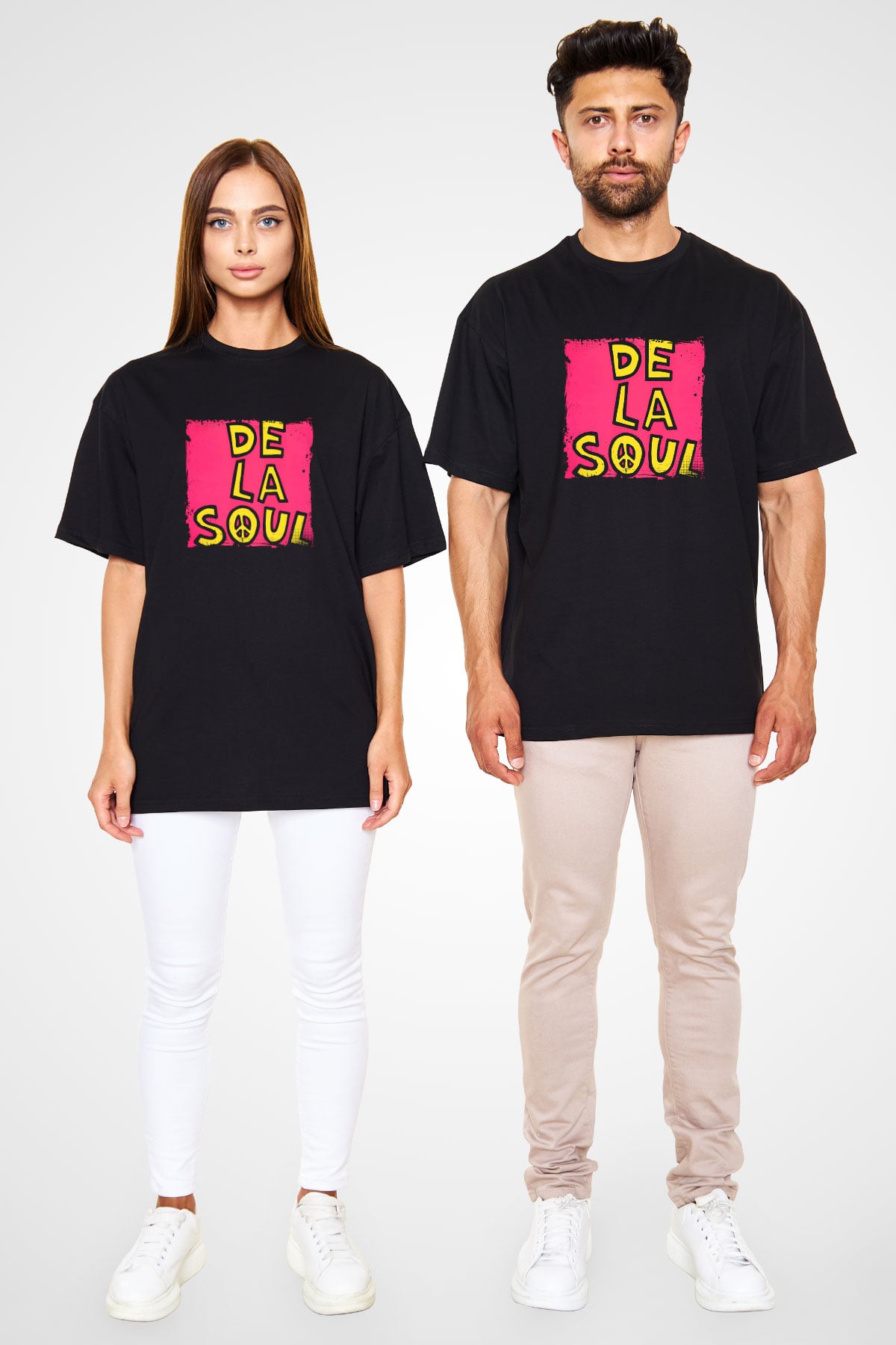 De La Soul Baskılı Unisex Oversize Siyah Tişört