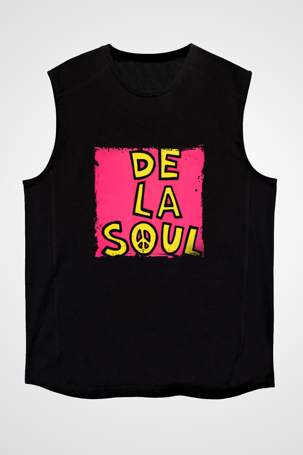 De La Soul Baskılı Unisex Siyah Kolsuz Tişört