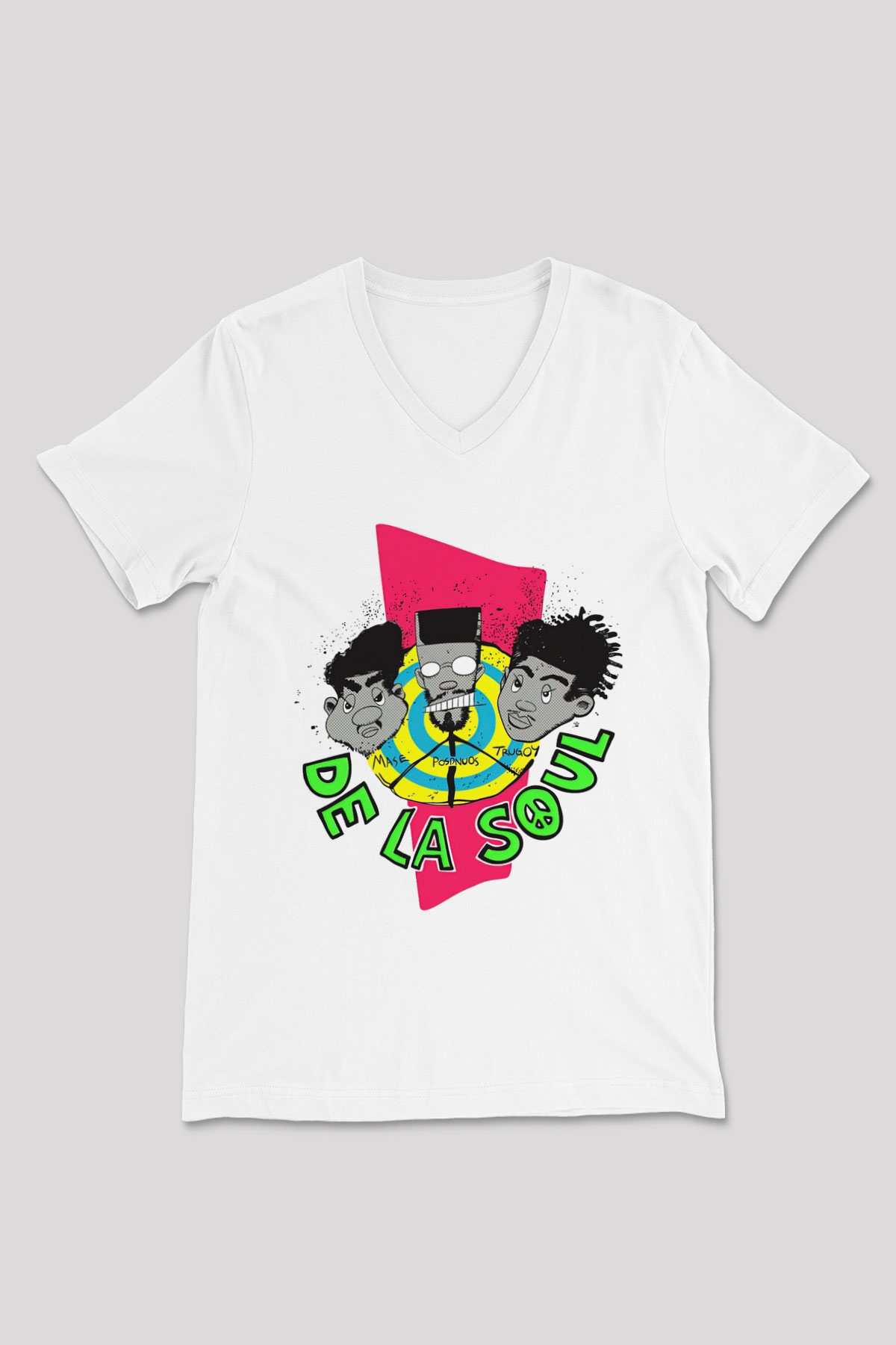 De La Soul Beyaz Unisex V Yaka Tişört T-Shirt