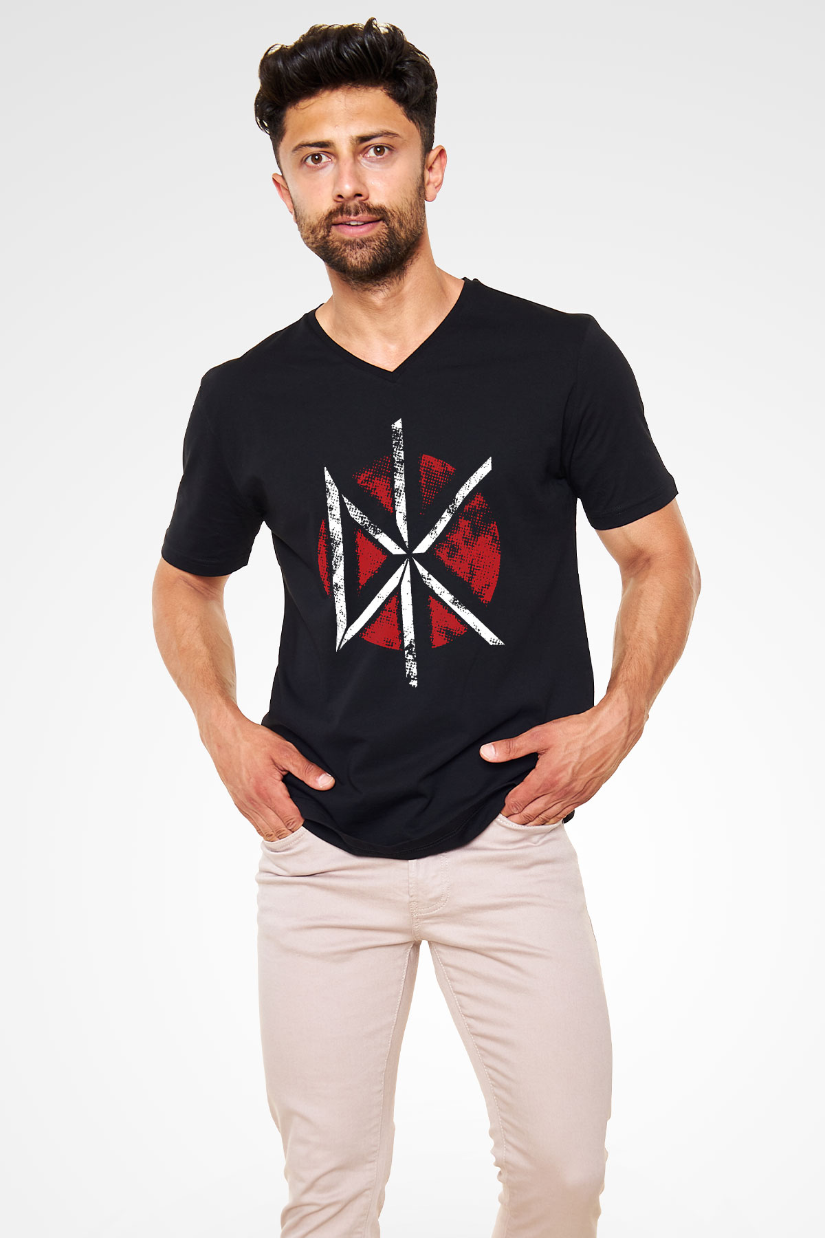 Dead Kennedys Siyah Unisex V Yaka Tişört T-Shirt