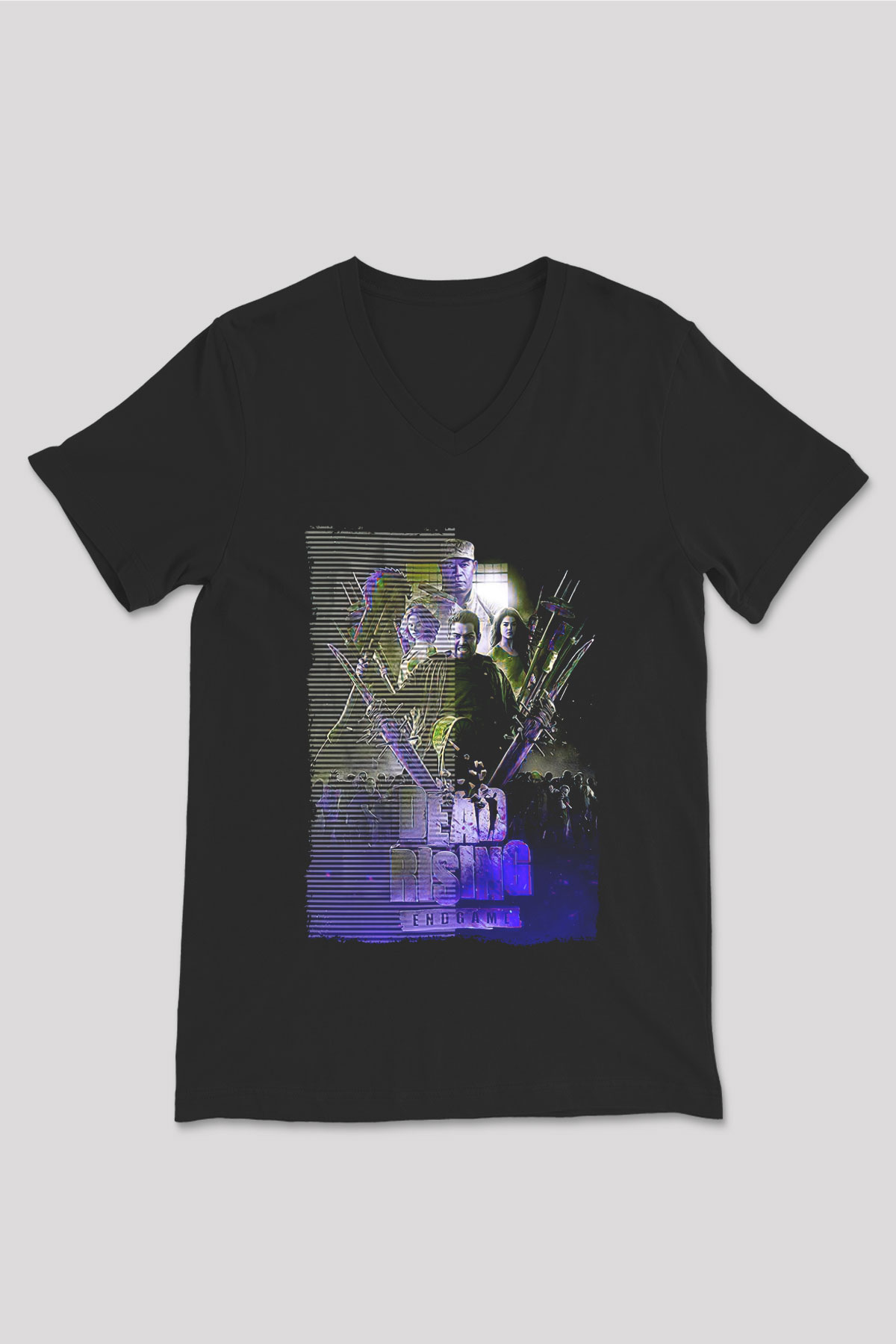 Dead Rising Siyah Unisex V Yaka Tişört