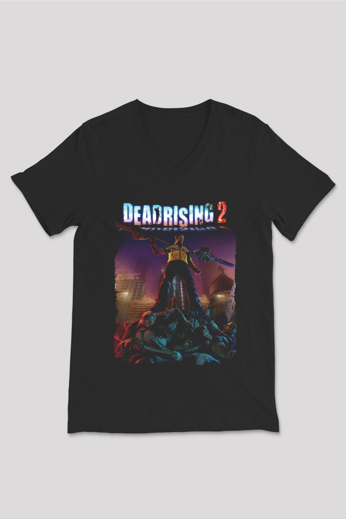 Dead Rising Siyah Unisex V Yaka Tişört