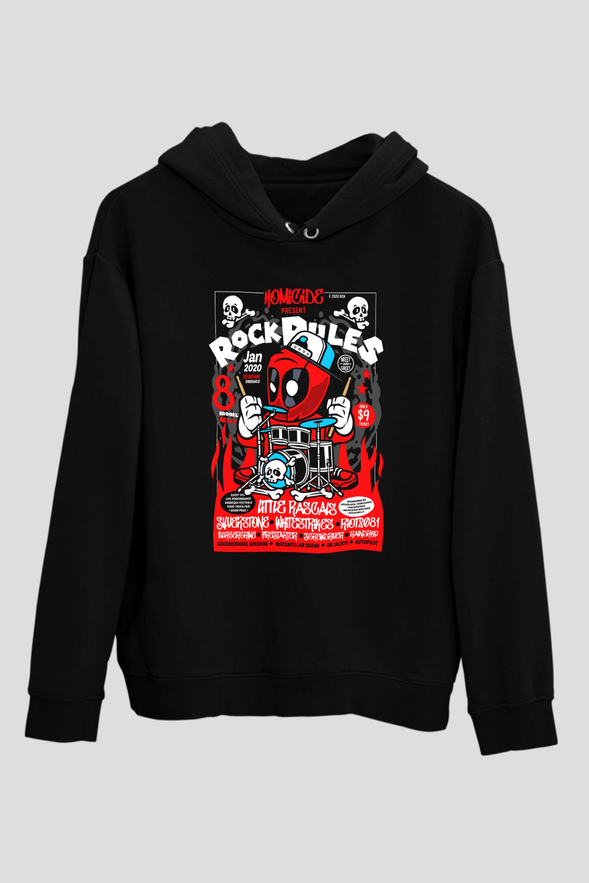 Dead Rock Poster Baskılı Unisex Siyah Hoodie