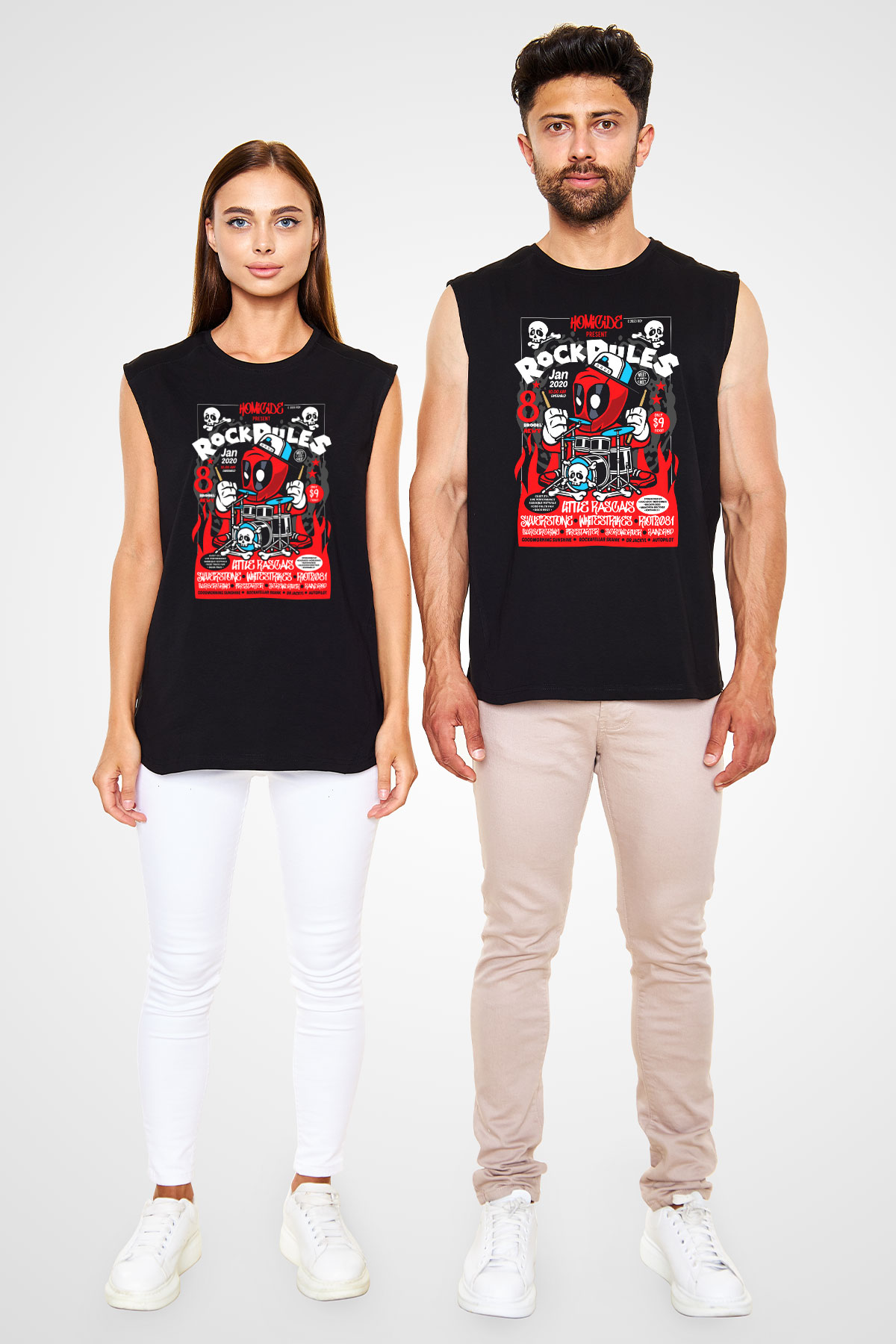 Dead Rock Poster Baskılı Unisex Siyah Kolsuz Tişört