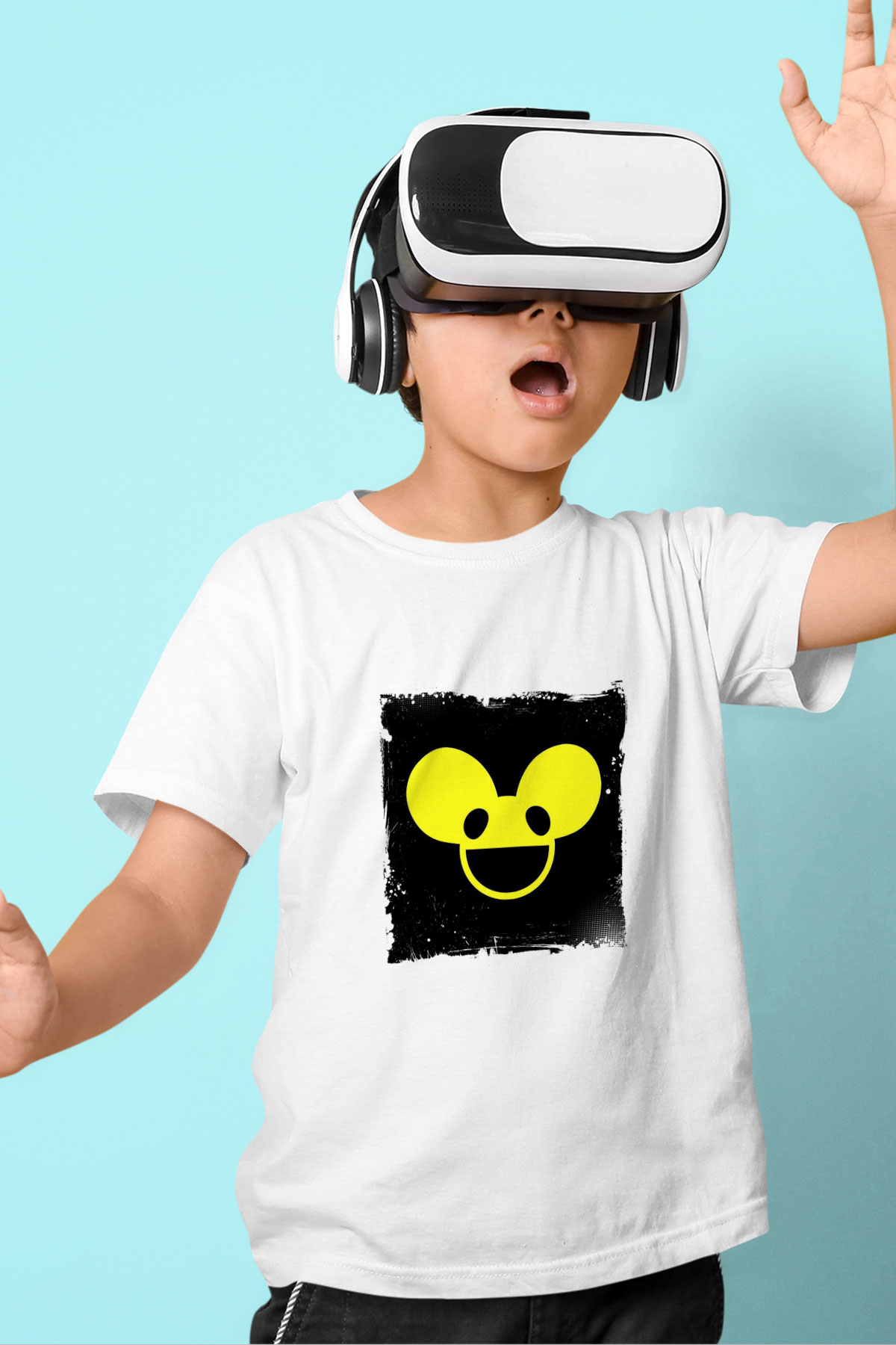 Deadmau5 Baskılı Beyaz Çocuk Tişört