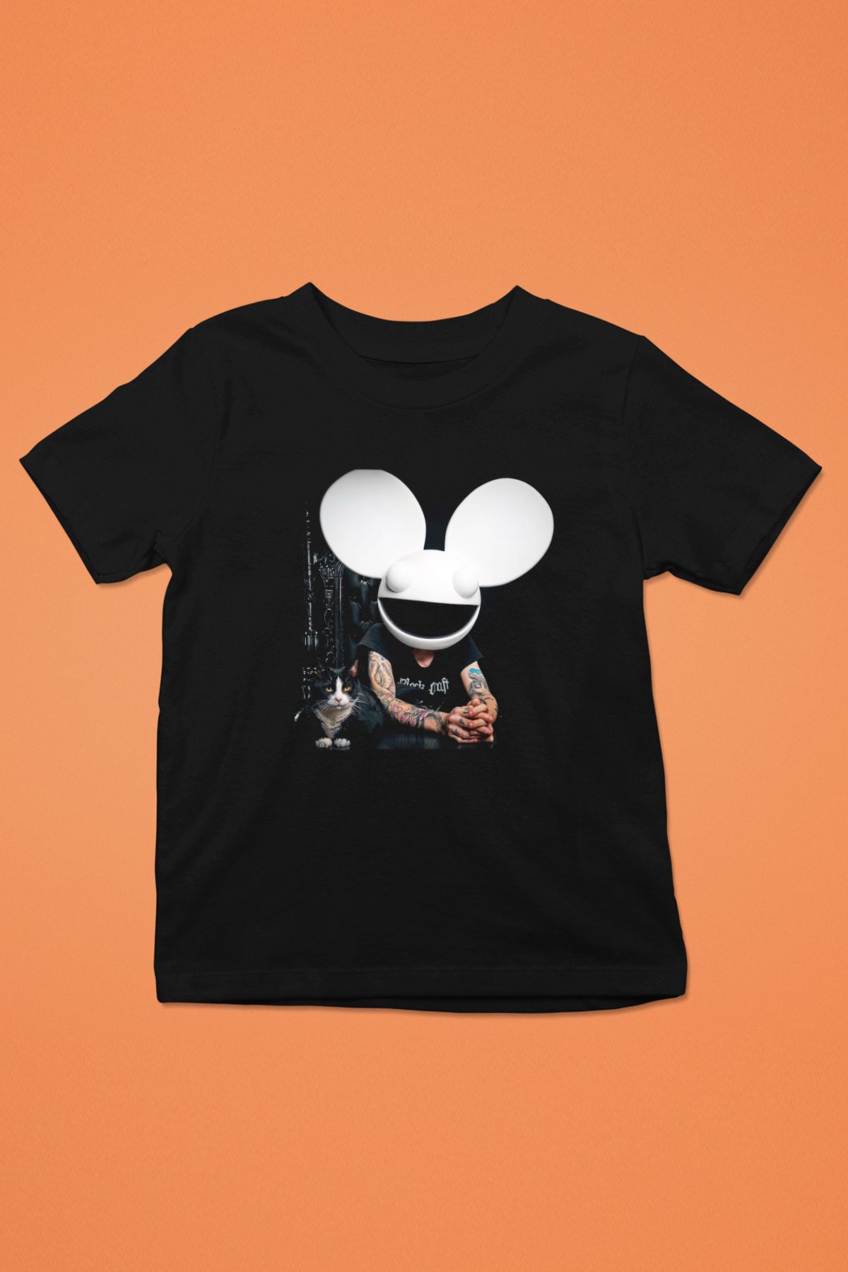 Deadmau5 Baskılı Siyah Unisex Çocuk Tişört