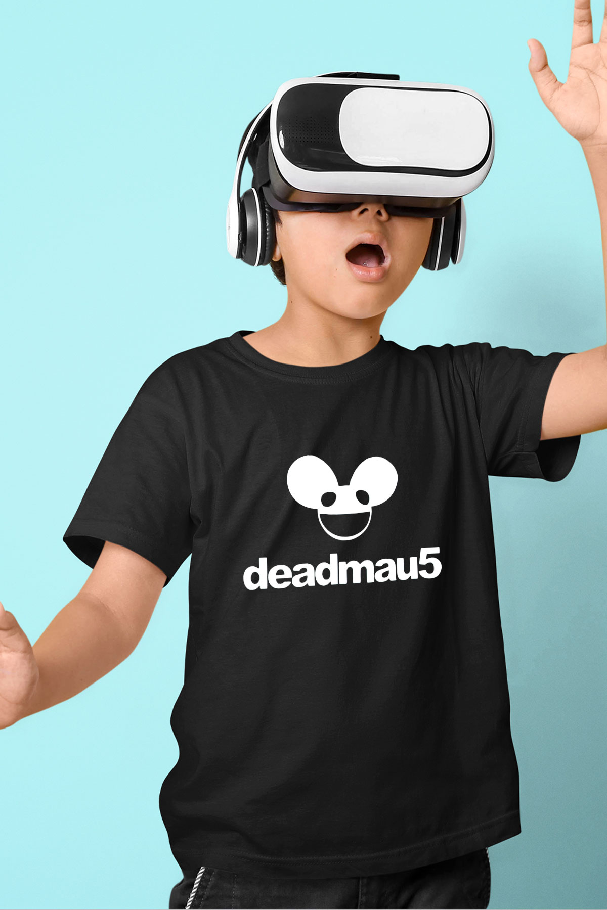 Deadmau5 Baskılı Siyah Unisex Çocuk Tişört