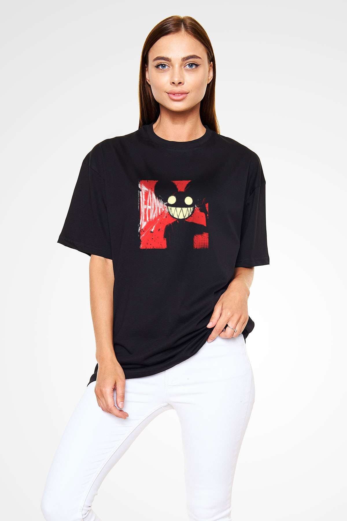 Deadmau5 Baskılı Unisex Oversize Siyah Tişört