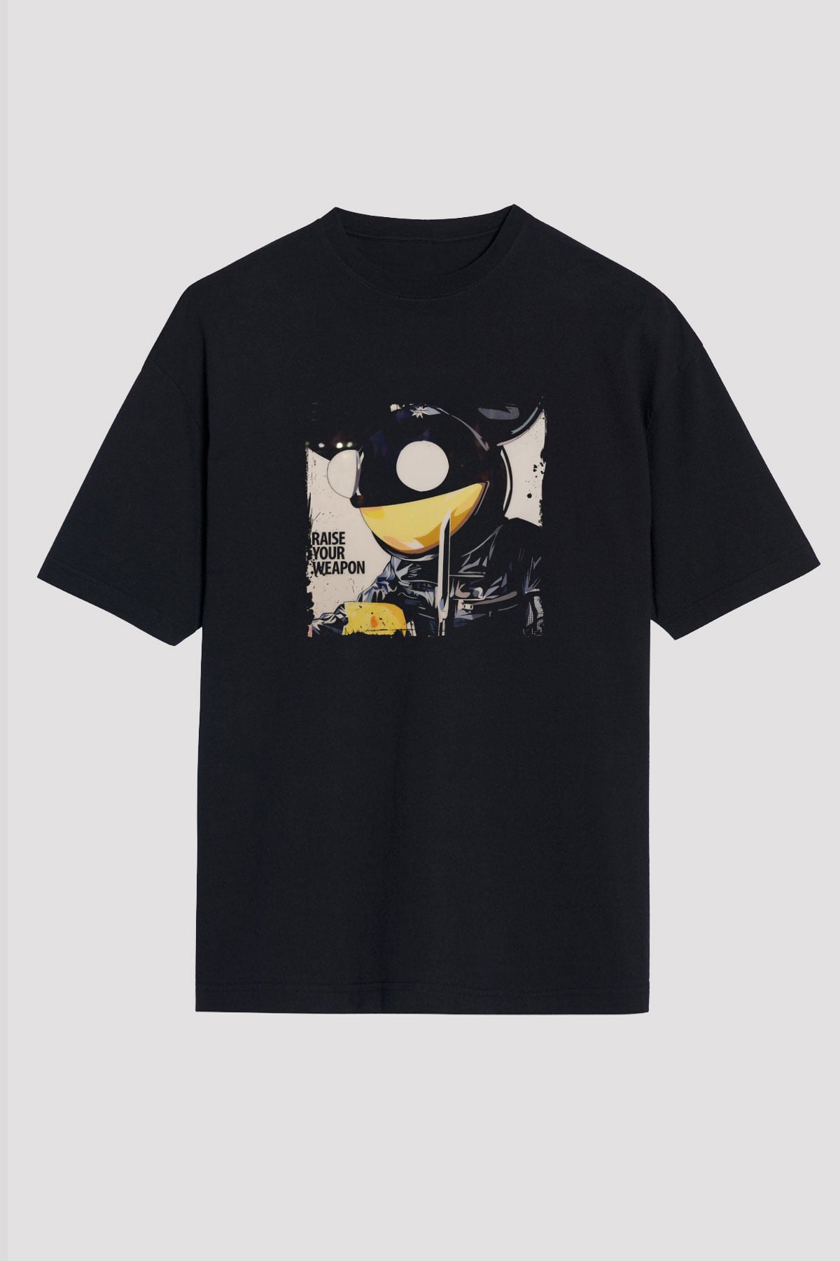 Deadmau5 Baskılı Unisex Oversize Siyah Tişört