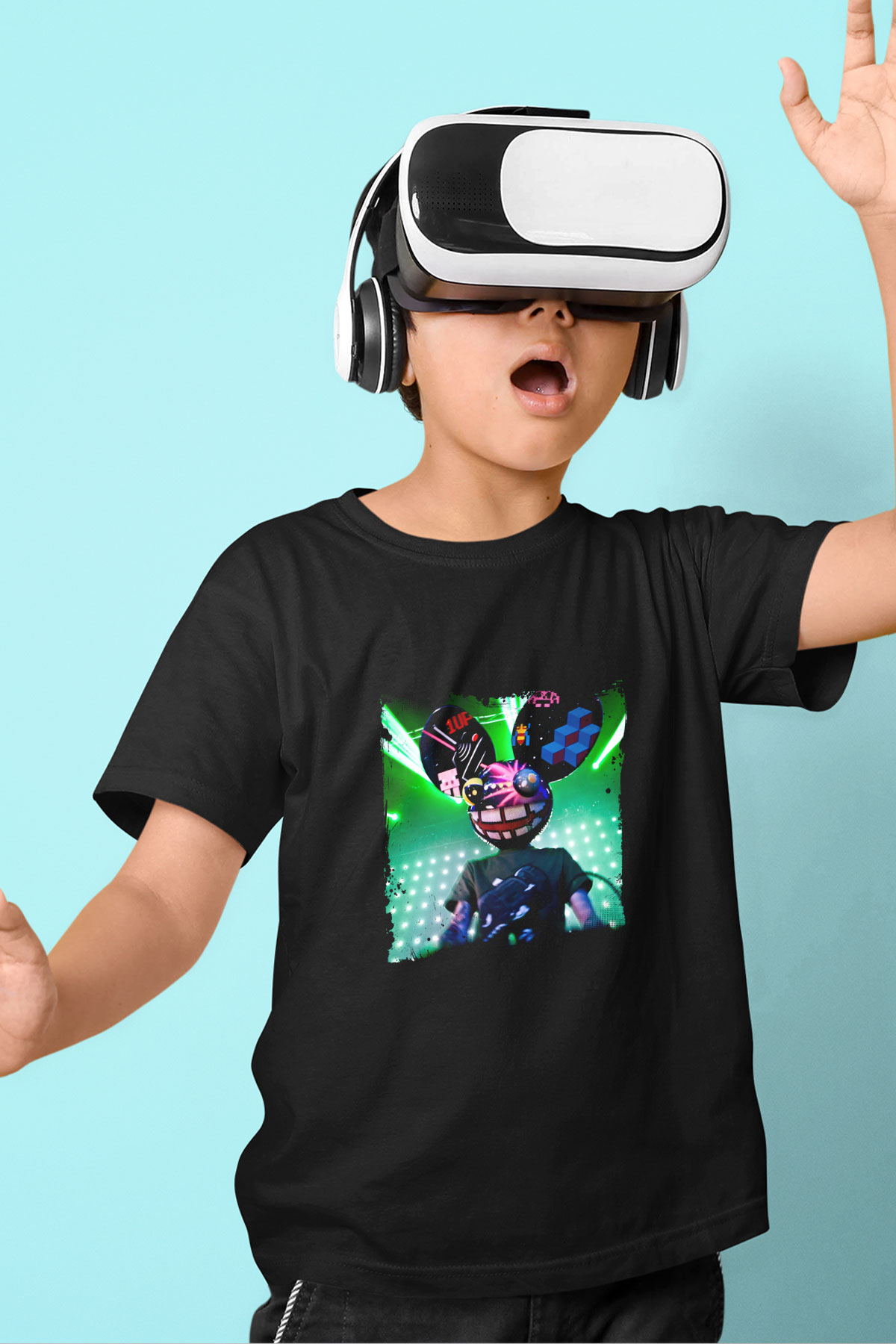 Deadmau5 Baskılı Unisex Siyah Çocuk Tişört