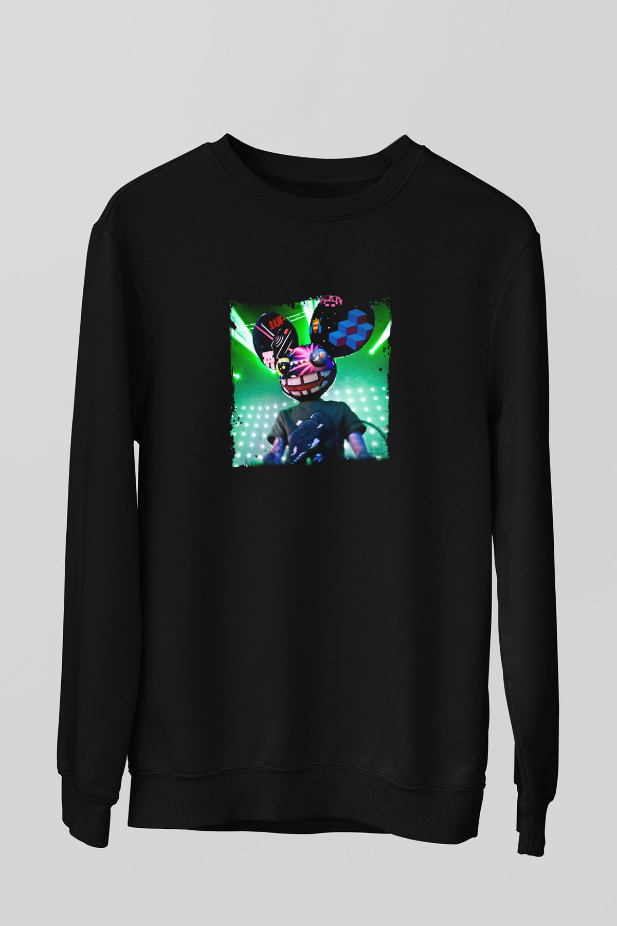 Deadmau5 Baskılı Unisex Siyah Sweatshirt