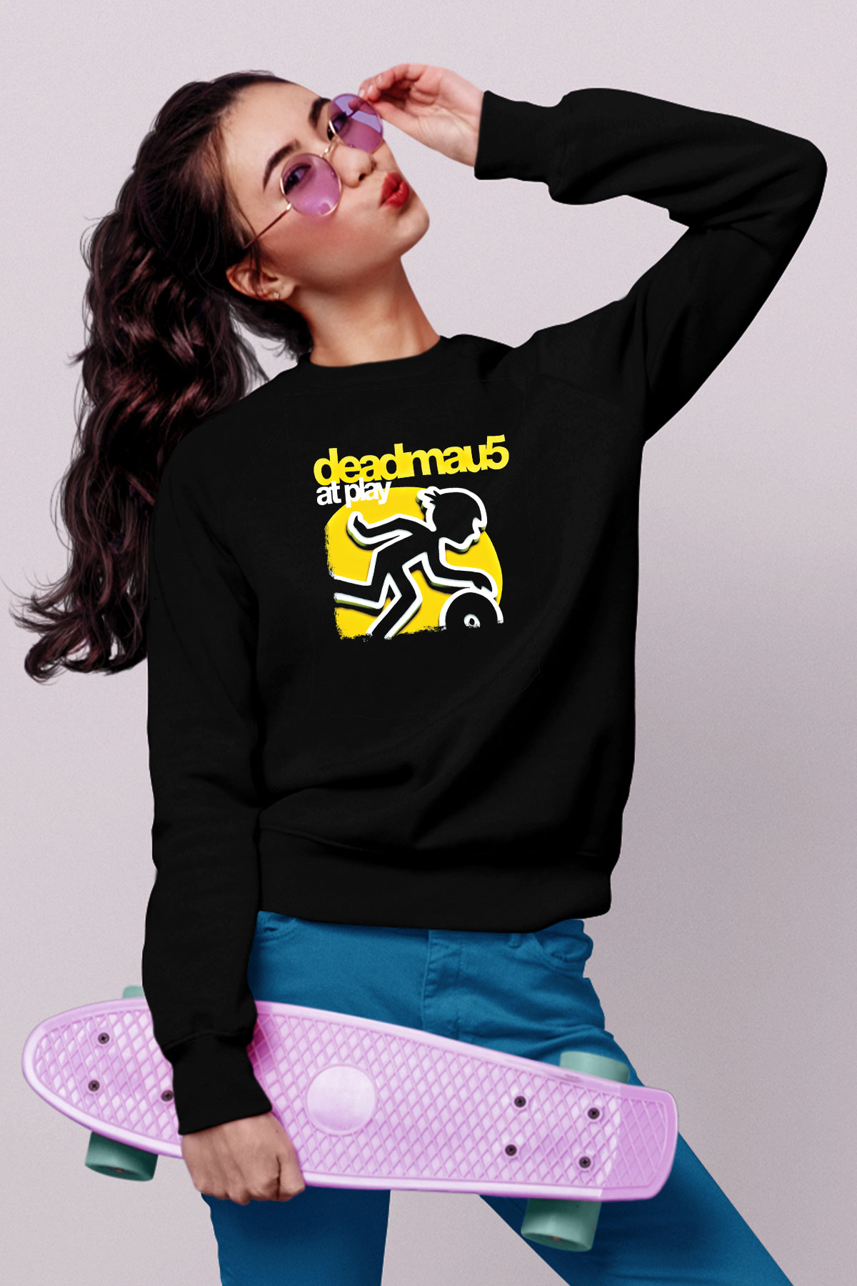 Deadmau5 Baskılı Unisex Siyah Sweatshirt