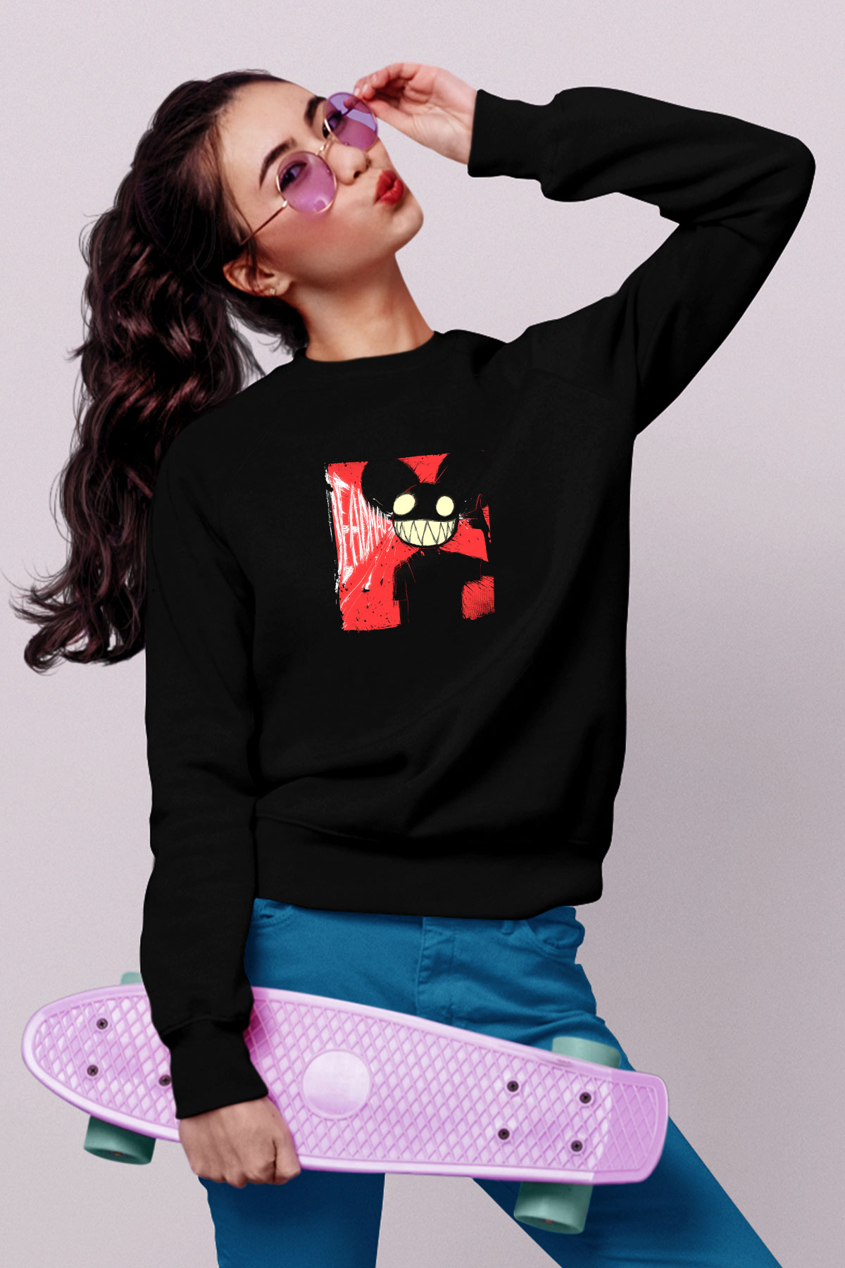 Deadmau5 Baskılı Unisex Siyah Sweatshirt