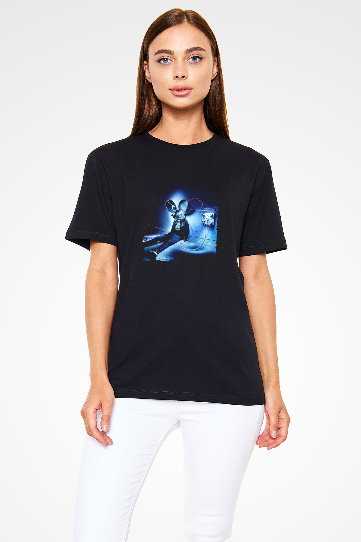 Deadmau5 Baskılı Unisex Siyah Tişört