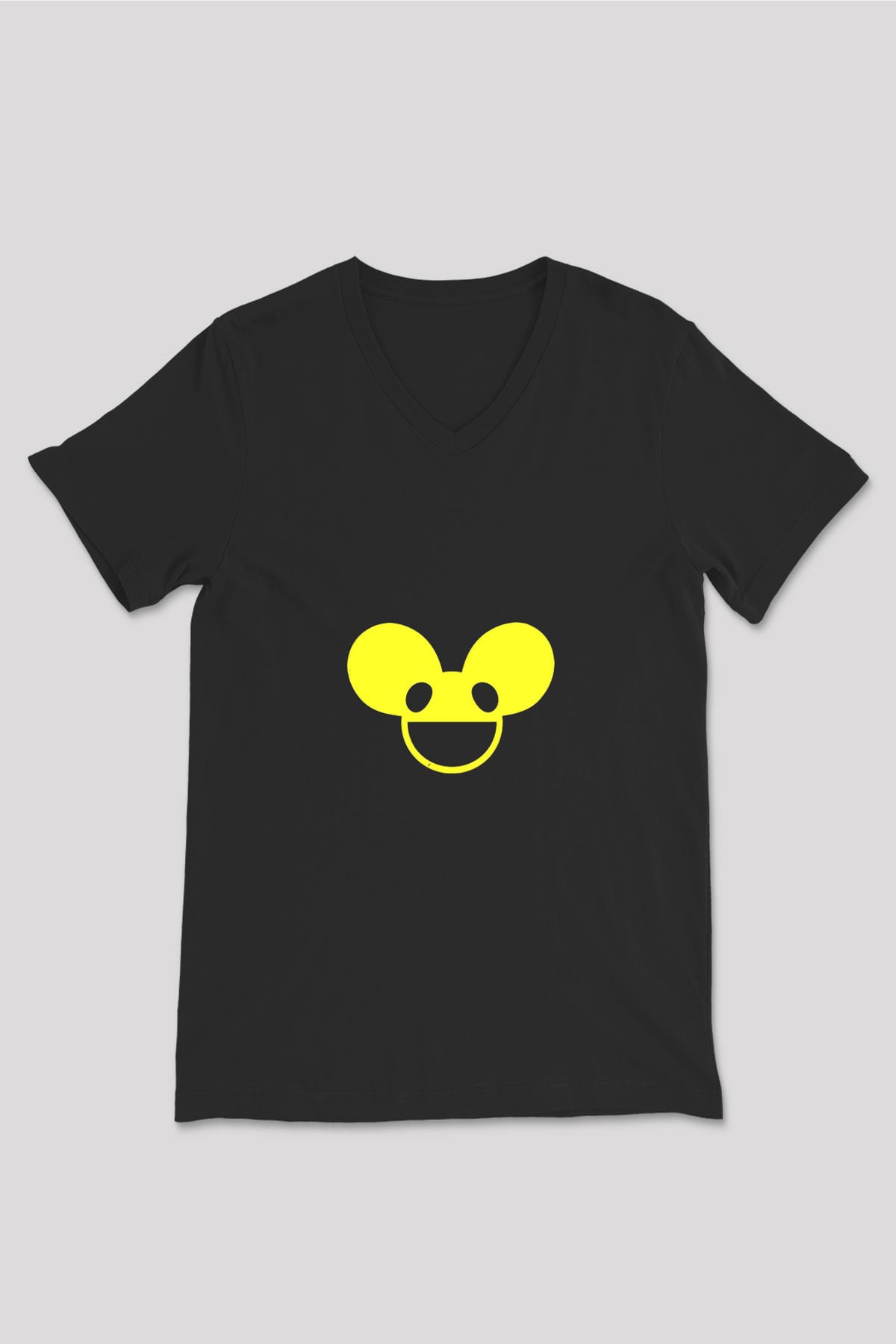 Deadmau5 Baskılı Unisex Siyah V Yaka Tişört