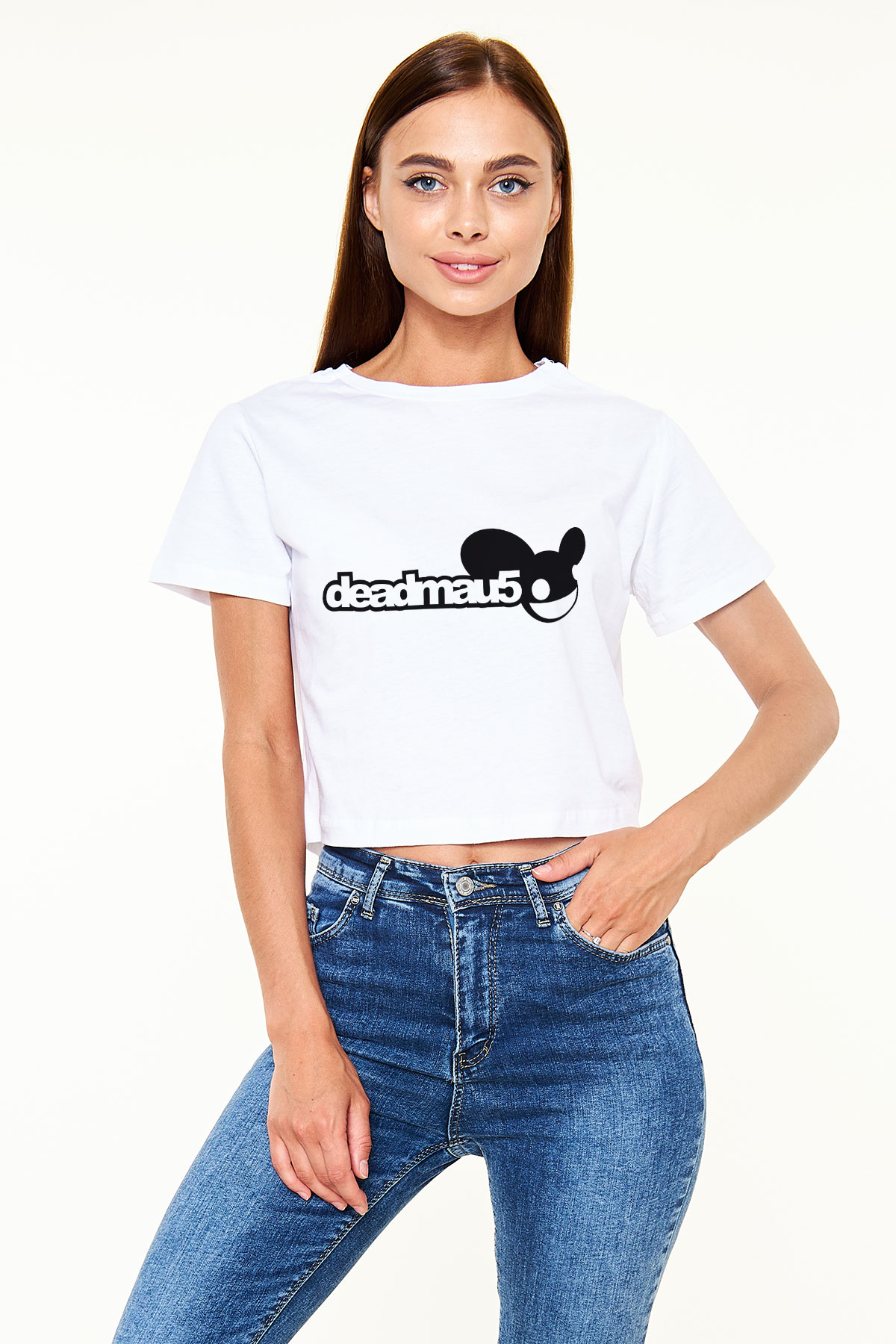 Deadmau5 Beyaz Croptop Tişört