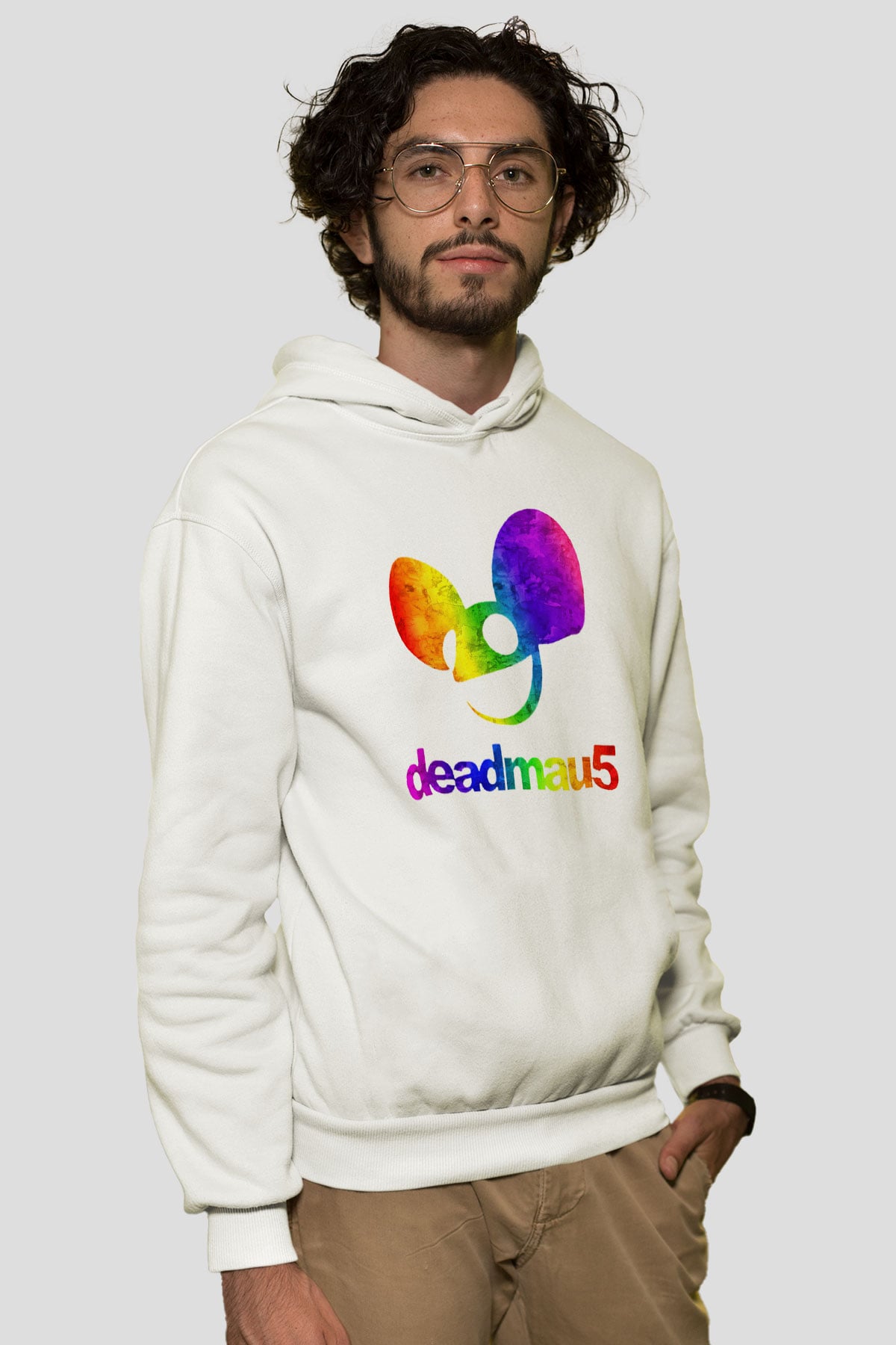 Deadmau5 Beyaz Unisex Kapşonlu Sweatshirt