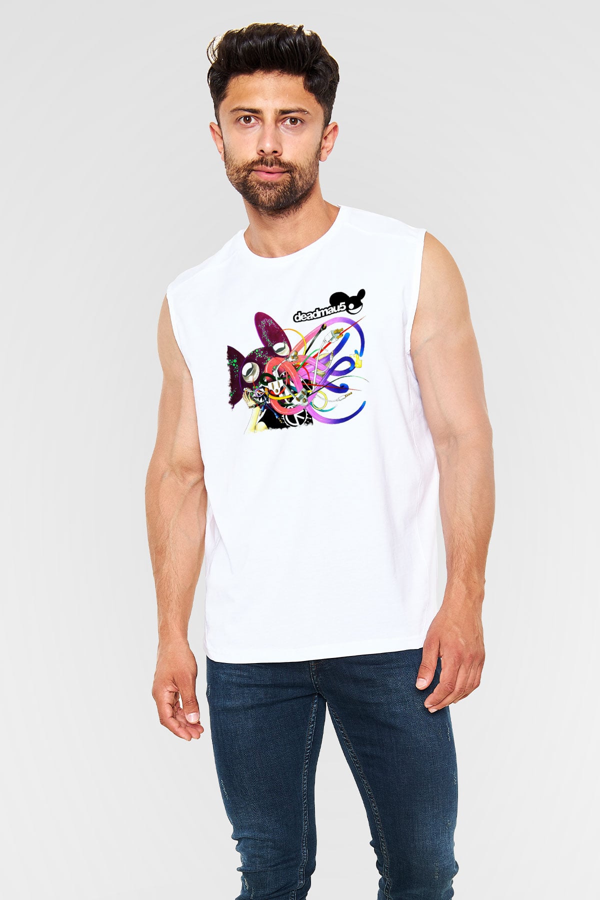 Deadmau5 Beyaz Unisex Kolsuz Tişört