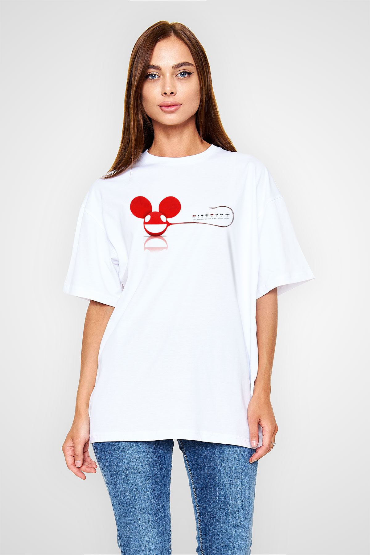 Deadmau5 Beyaz Unisex Oversize Tişört T-Shirt