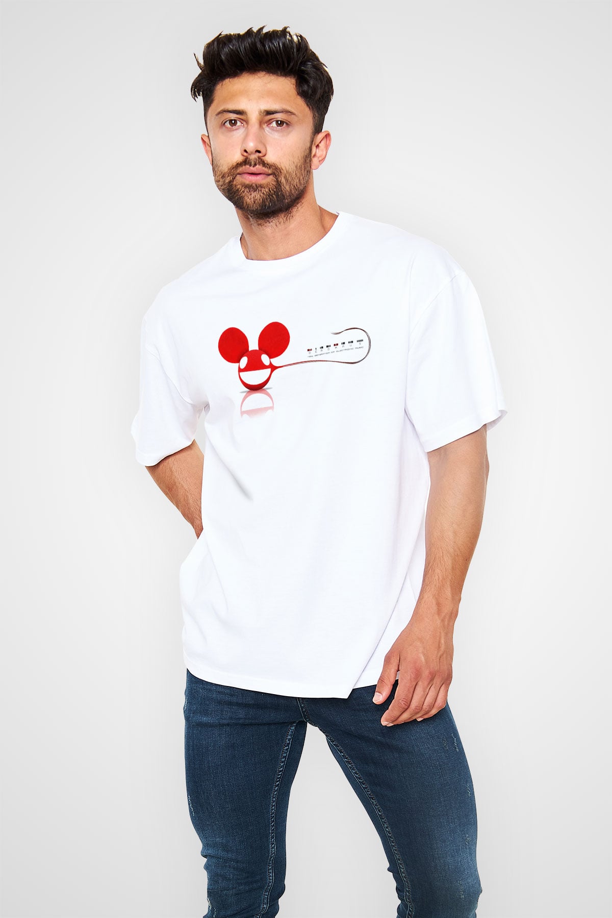 Deadmau5 Beyaz Unisex Oversize Tişört T-Shirt