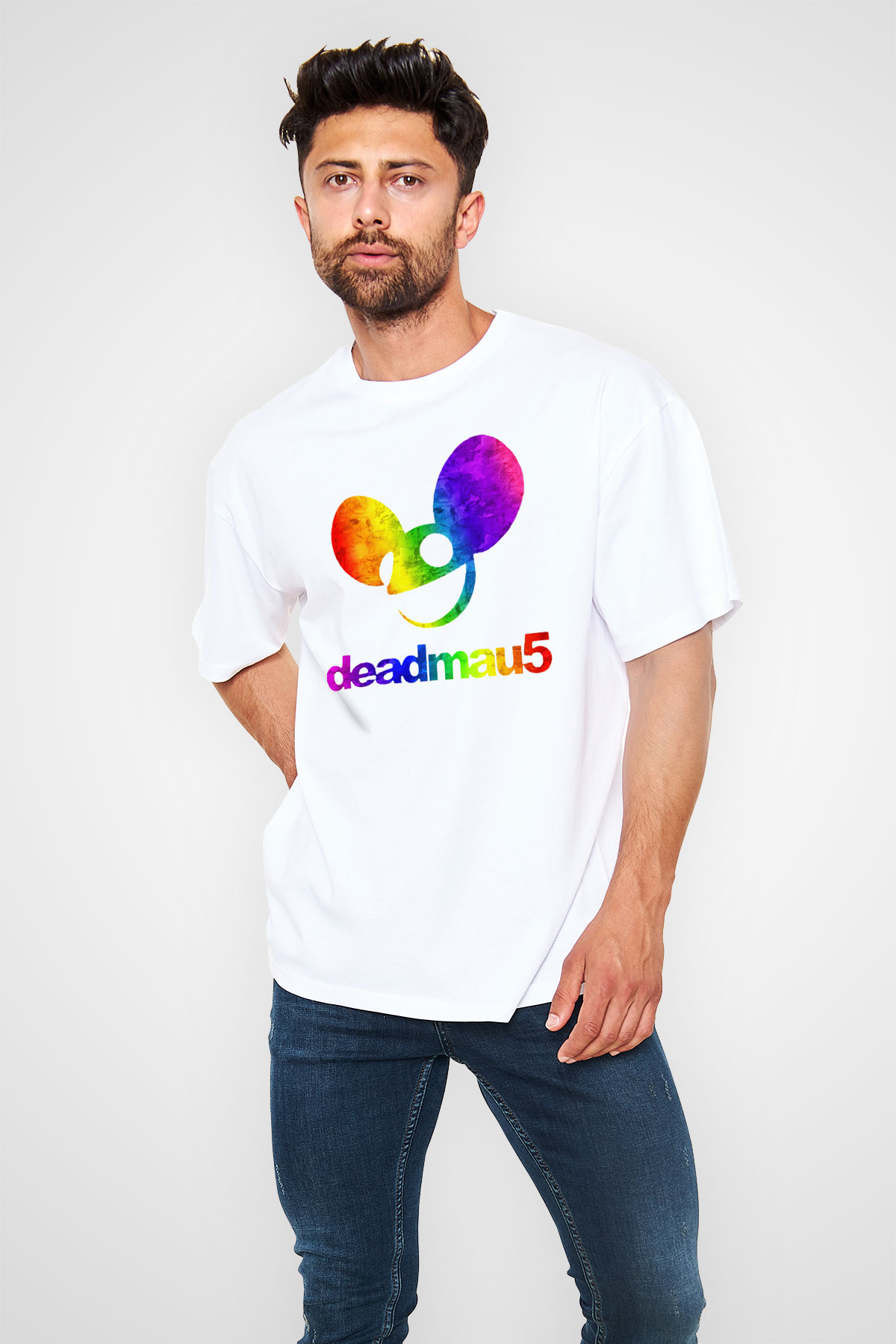 Deadmau5 Beyaz Unisex Oversize Tişört T-Shirt