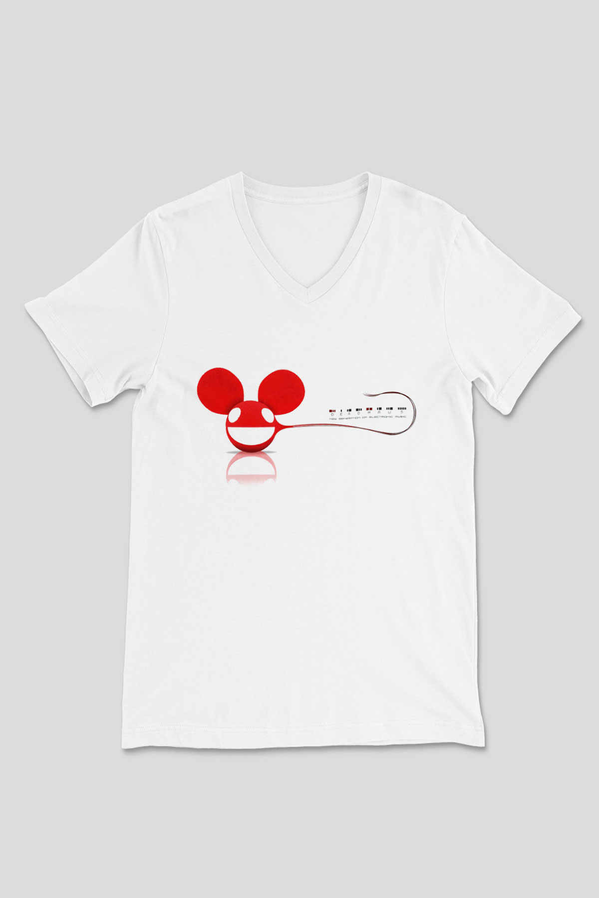 Deadmau5 Beyaz Unisex V Yaka Tişört T-Shirt