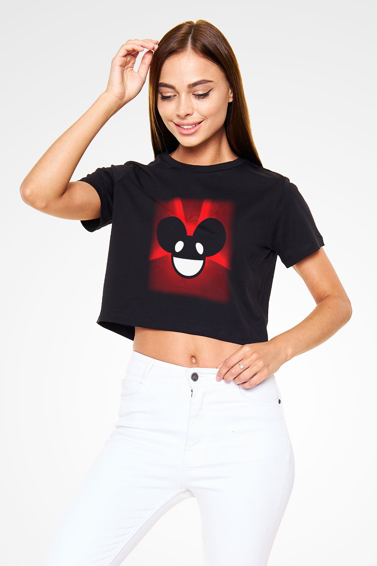 Deadmau5 Siyah Crop Top Tişört