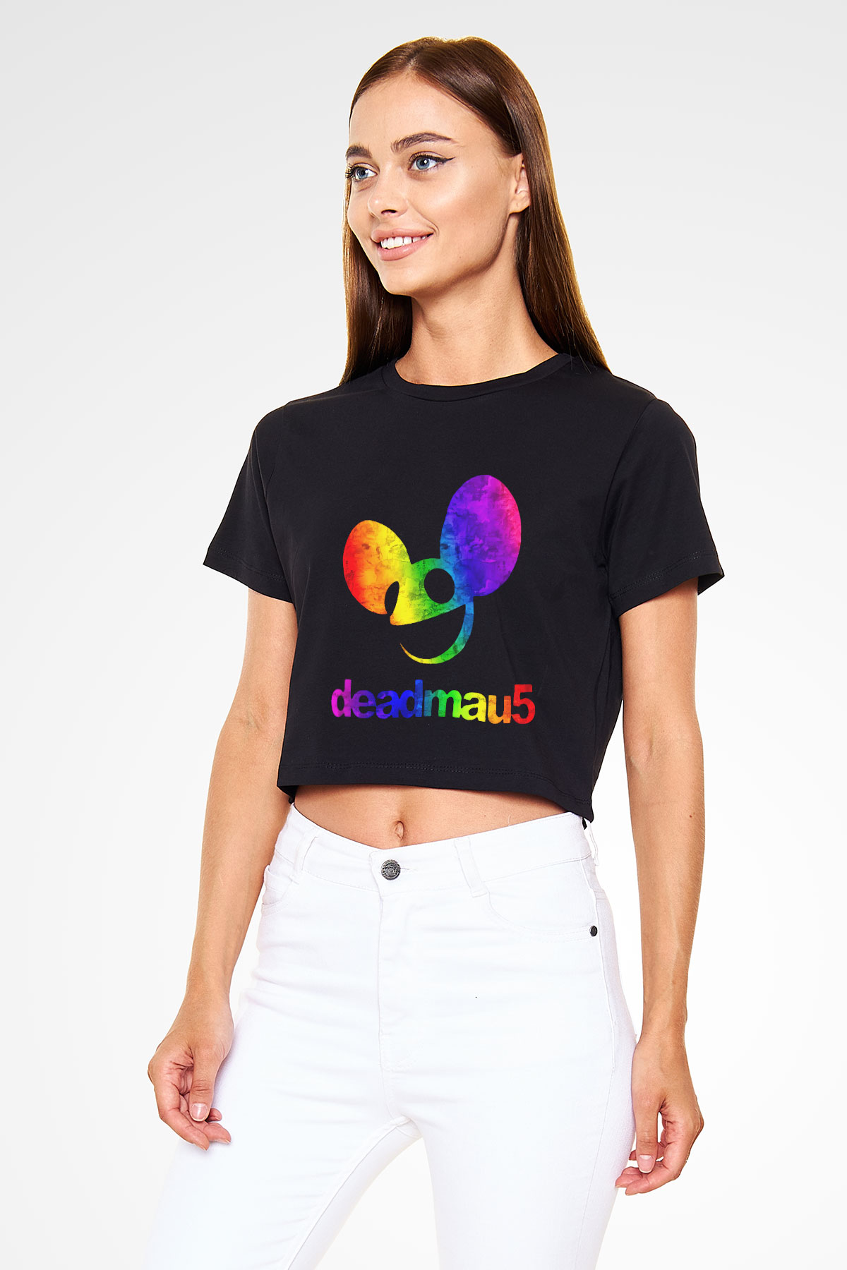 Deadmau5 Siyah Crop Top Tişört