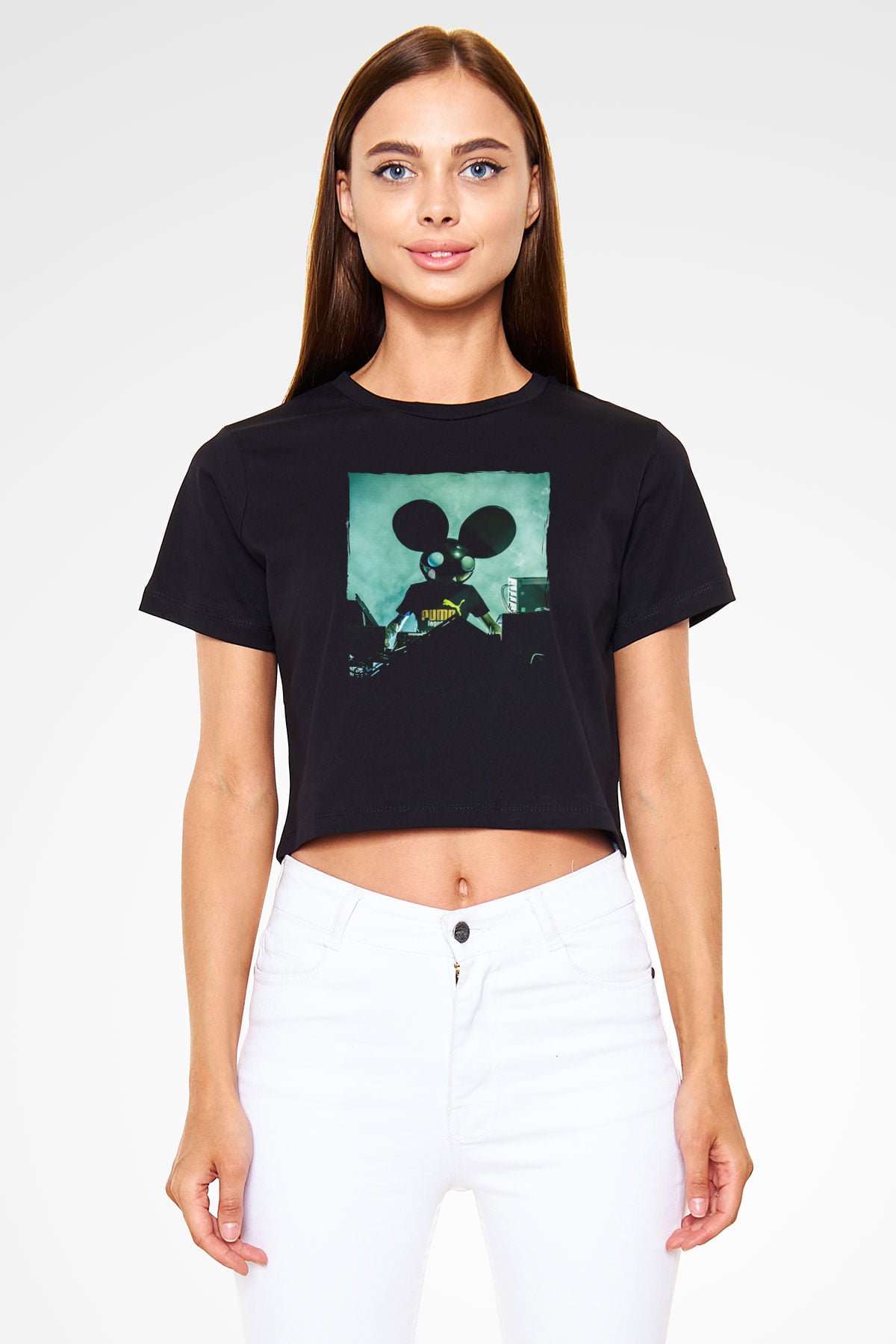 Deadmau5 Siyah  Crop Top Tişört
