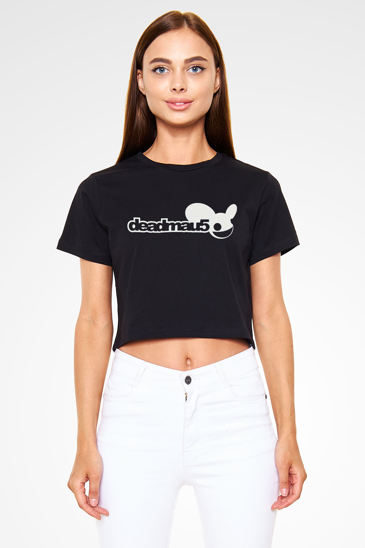 Deadmau5 Siyah Crop Top Tişört