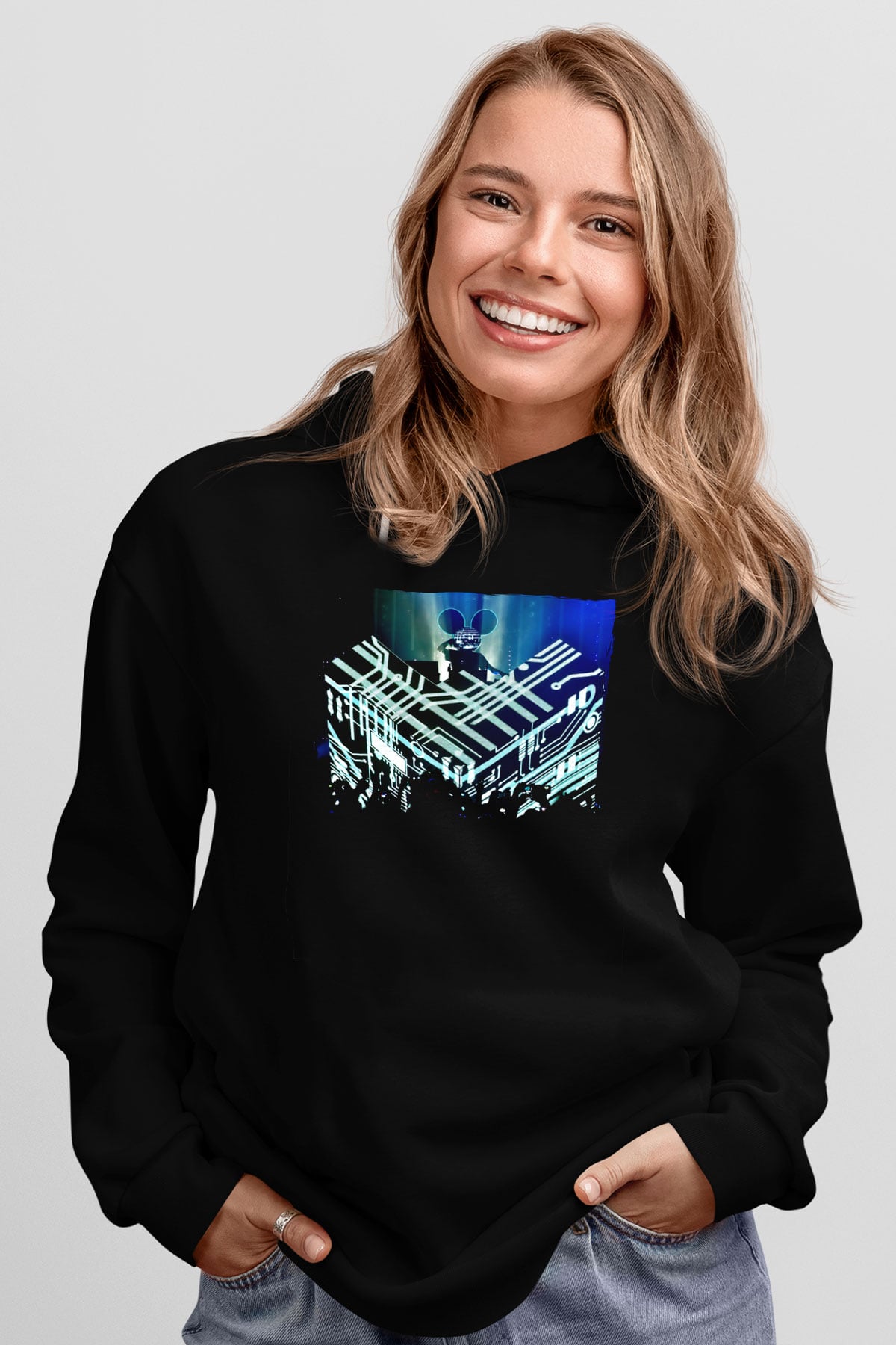 Deadmau5 Siyah Unisex Kapüşonlu Sweatshirt