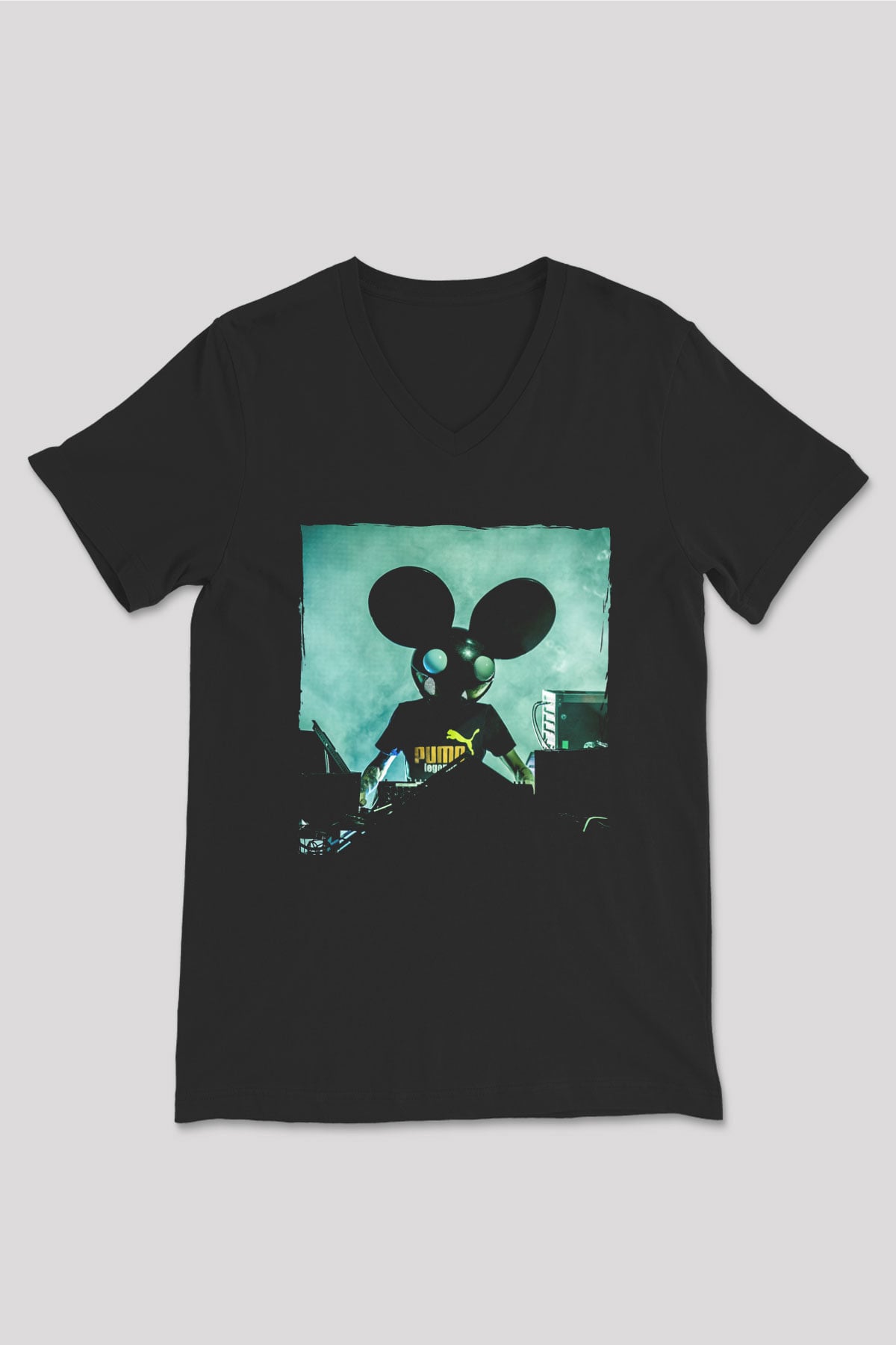 Deadmau5 Siyah Unisex V Yaka Tişört