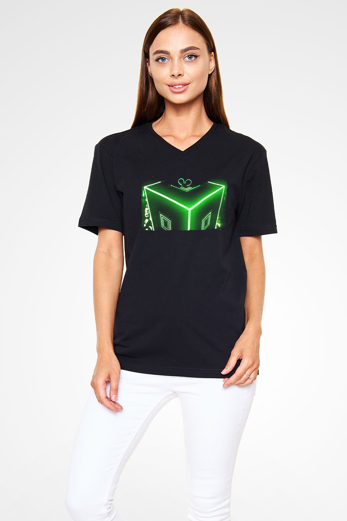 Deadmau5 Siyah Unisex V Yaka Tişört