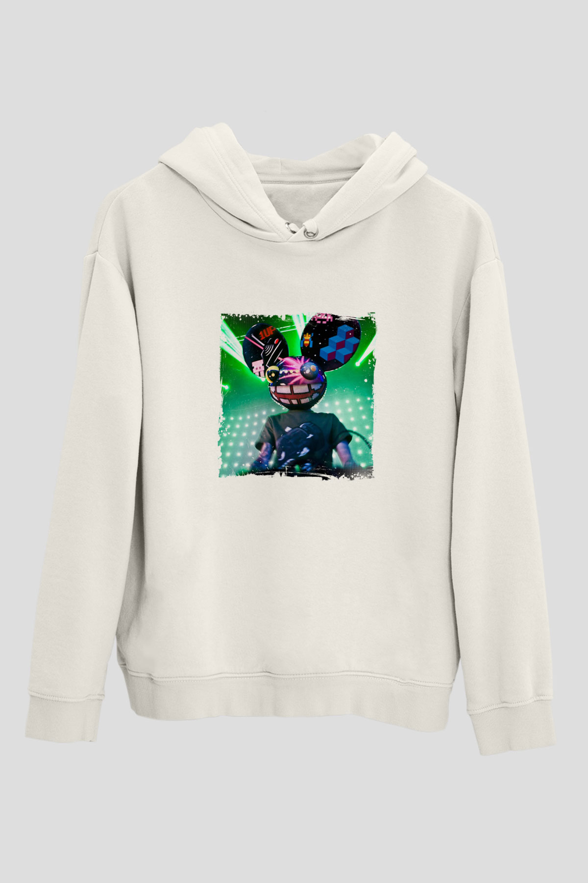 Deadmau5Baskılı Beyaz Hoodie