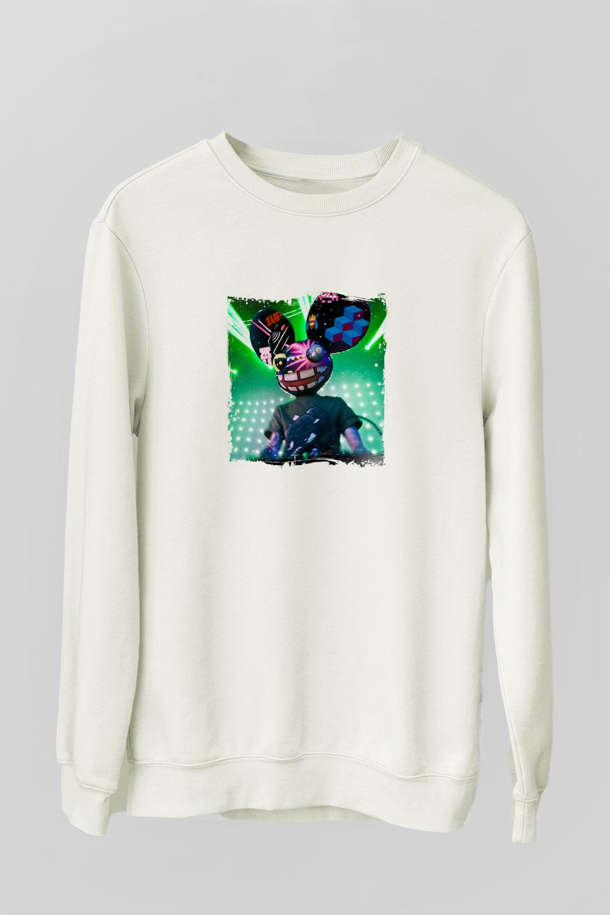 Deadmau5Baskılı Beyaz Sweatshirt