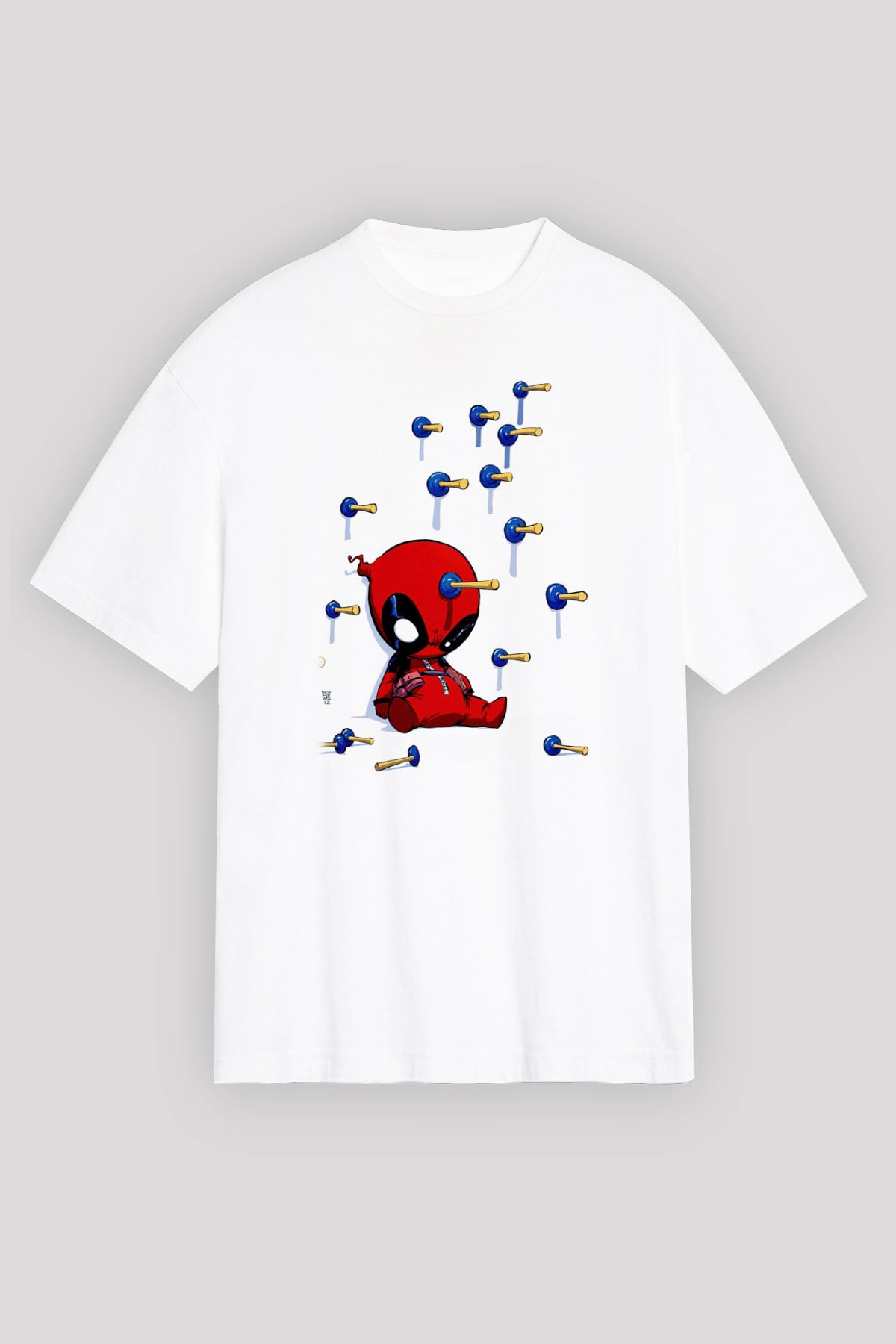 Deadpool Baskılı Unisex Beyaz Tişört